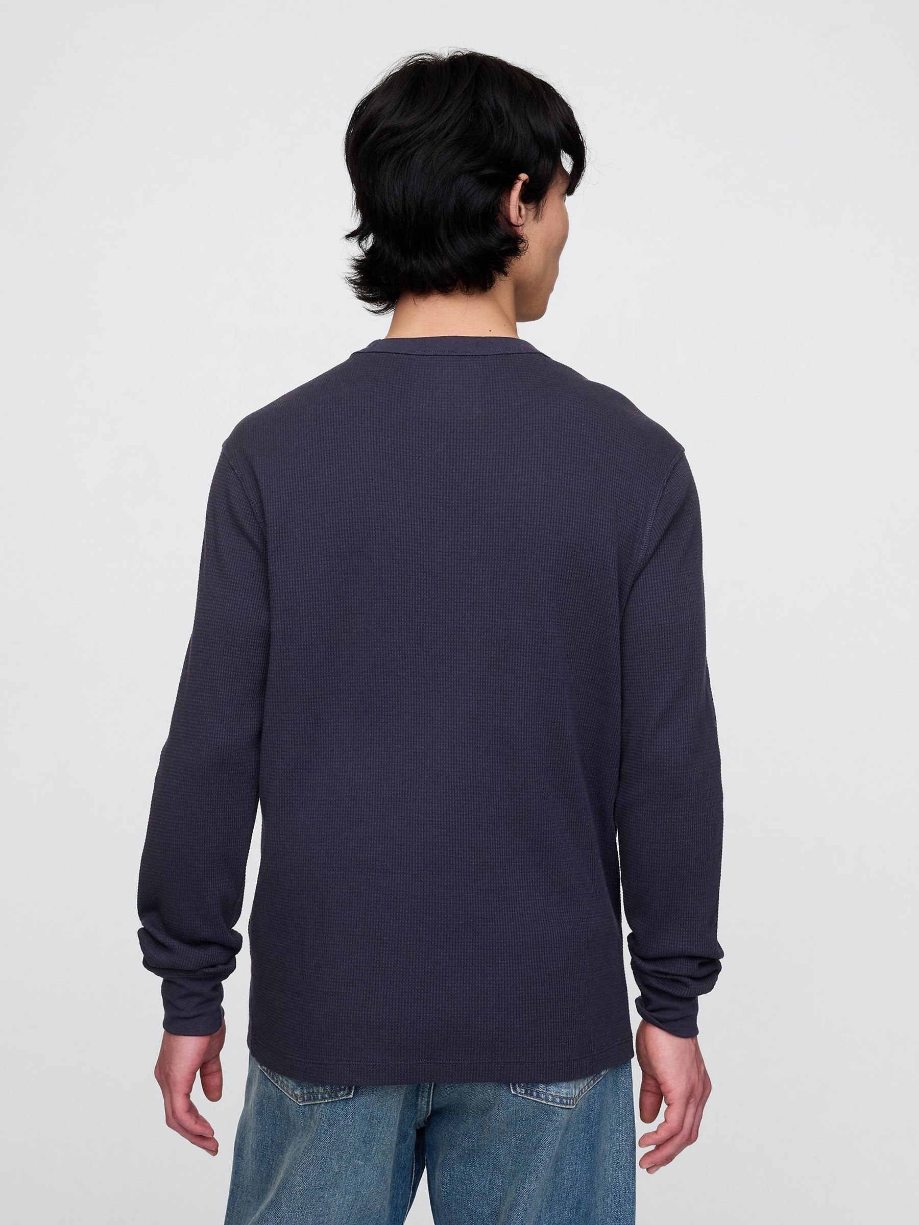Blue Long Sleeve Logo Waffle Knit T-Shirt - Image 2 of 5