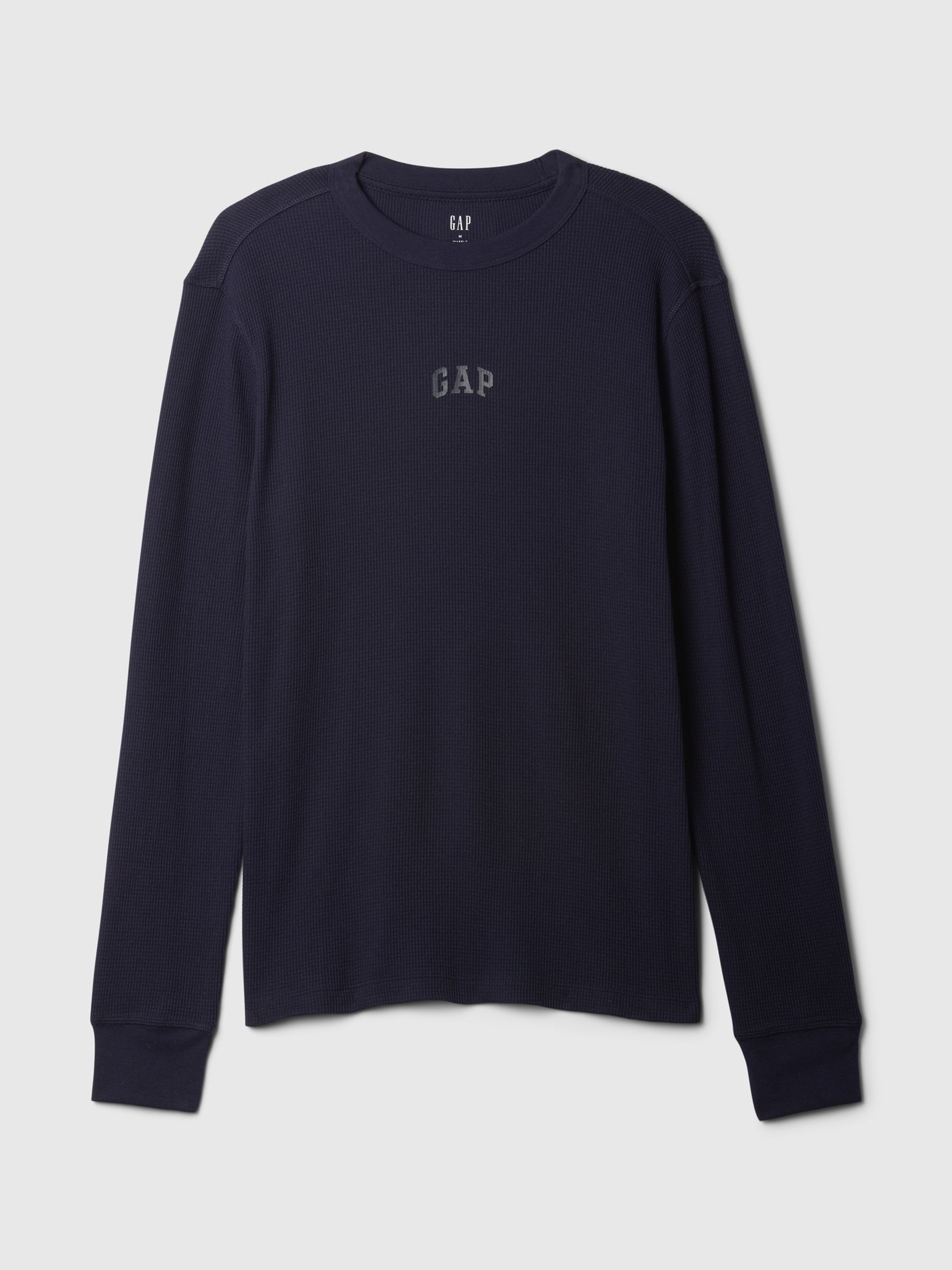 Blue Long Sleeve Logo Waffle Knit T-Shirt - Image 5 of 5