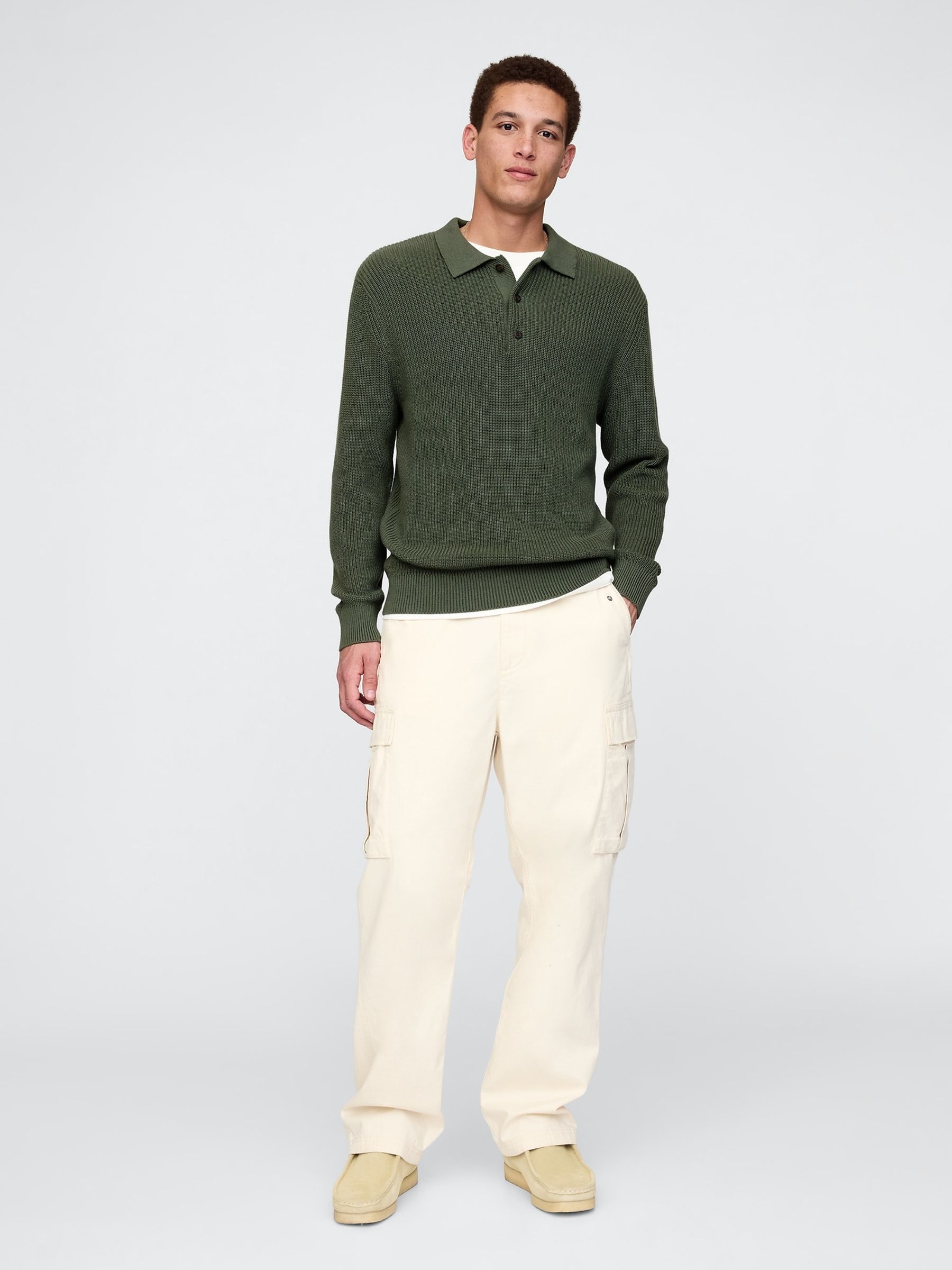 Green Button Neck Knitted Jumper - Image 3 of 5