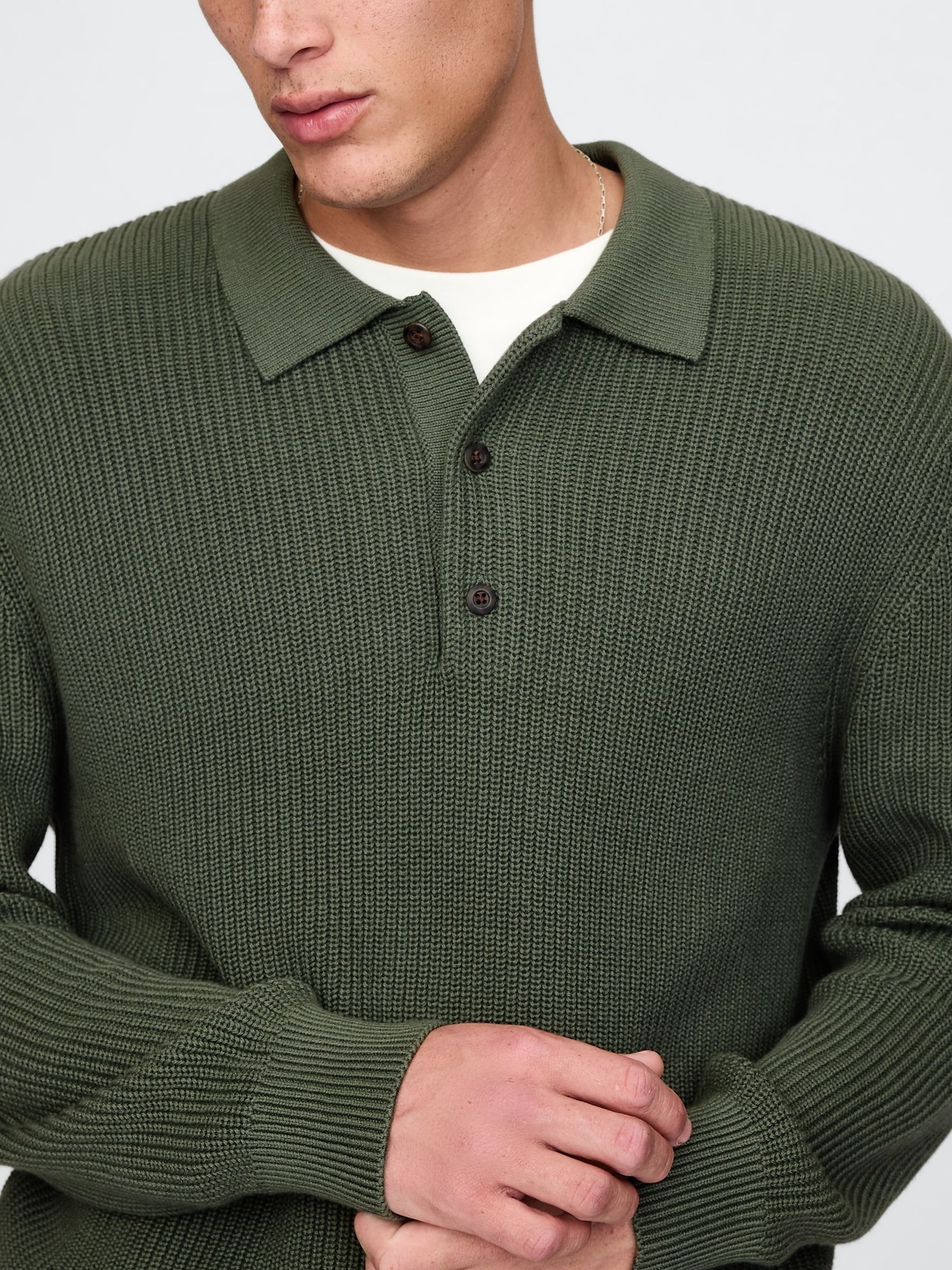 Green Button Neck Knitted Jumper - Image 4 of 5