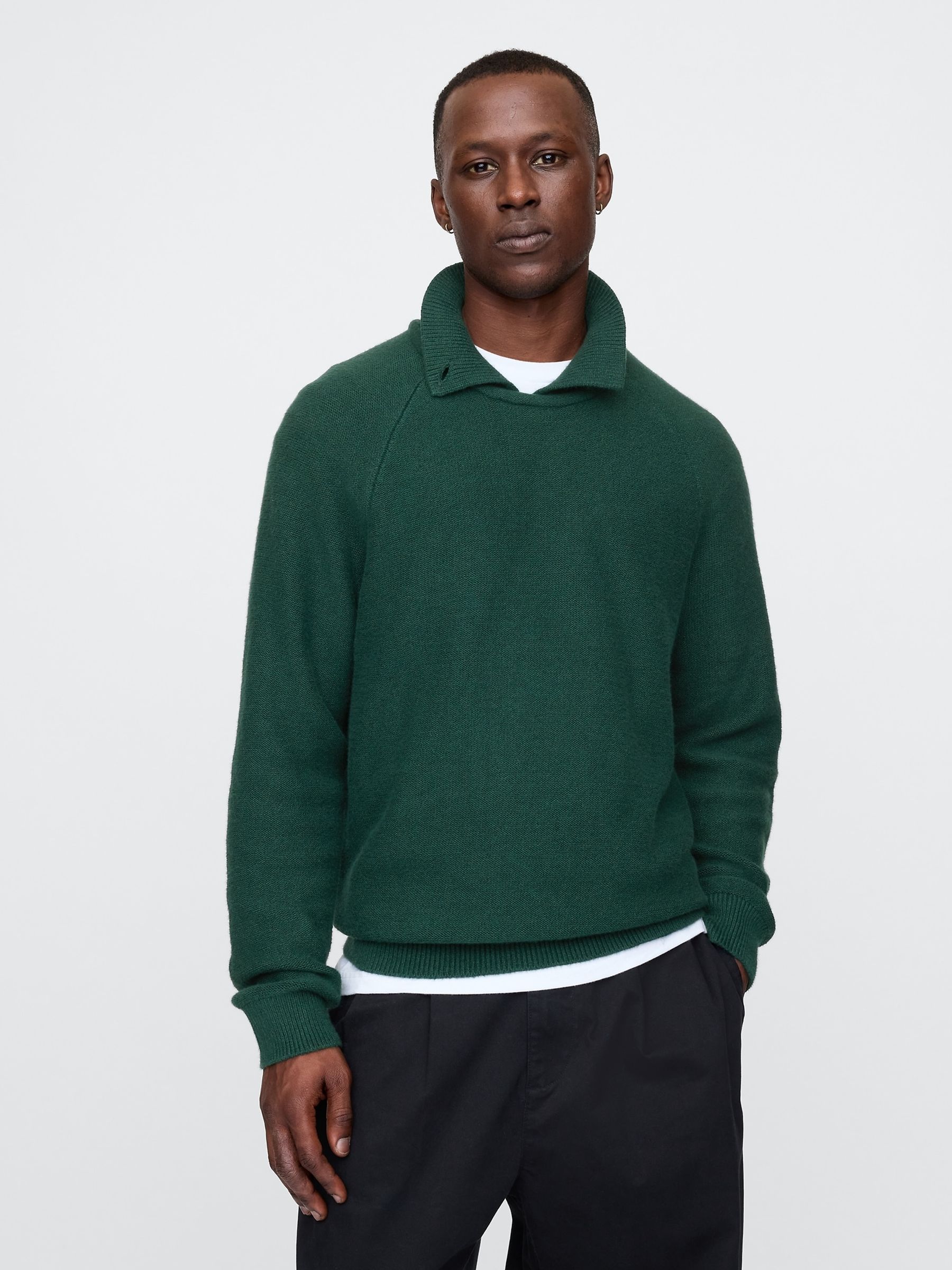 Green CashSoft Polo Neck Jumper | Gap