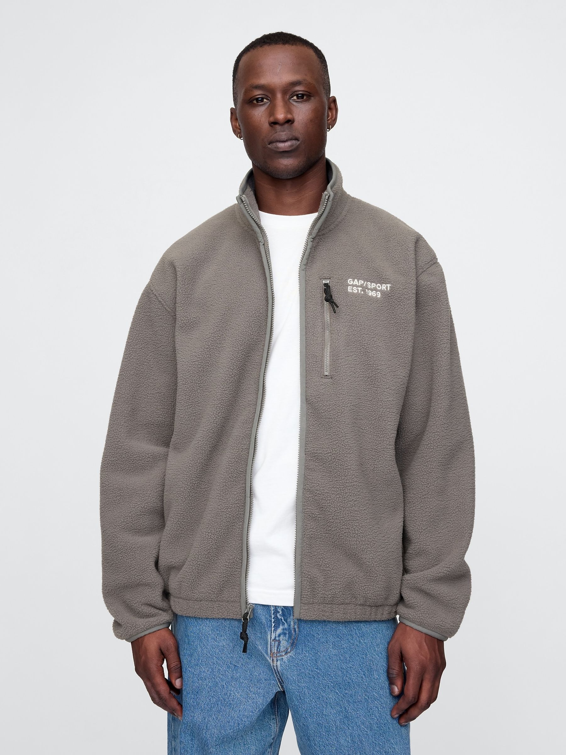Grey Logo Arctic Fleece Zip Jacket | Gap