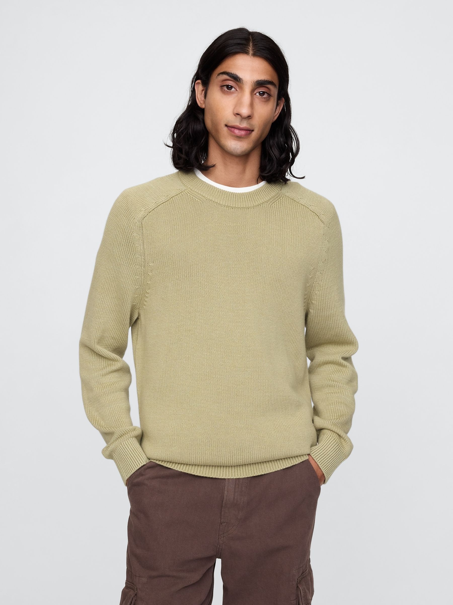 Green Raglan Crew Neck Jumper - Image 1 of 5