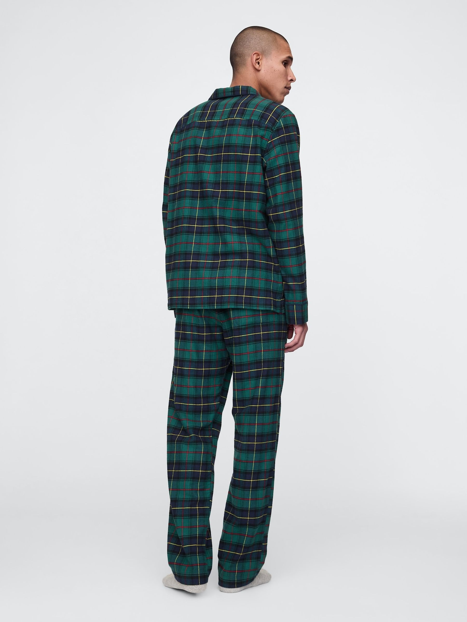 Green Adult Poplin Pyjama Top and Bottoms Set - Image 2 of 5