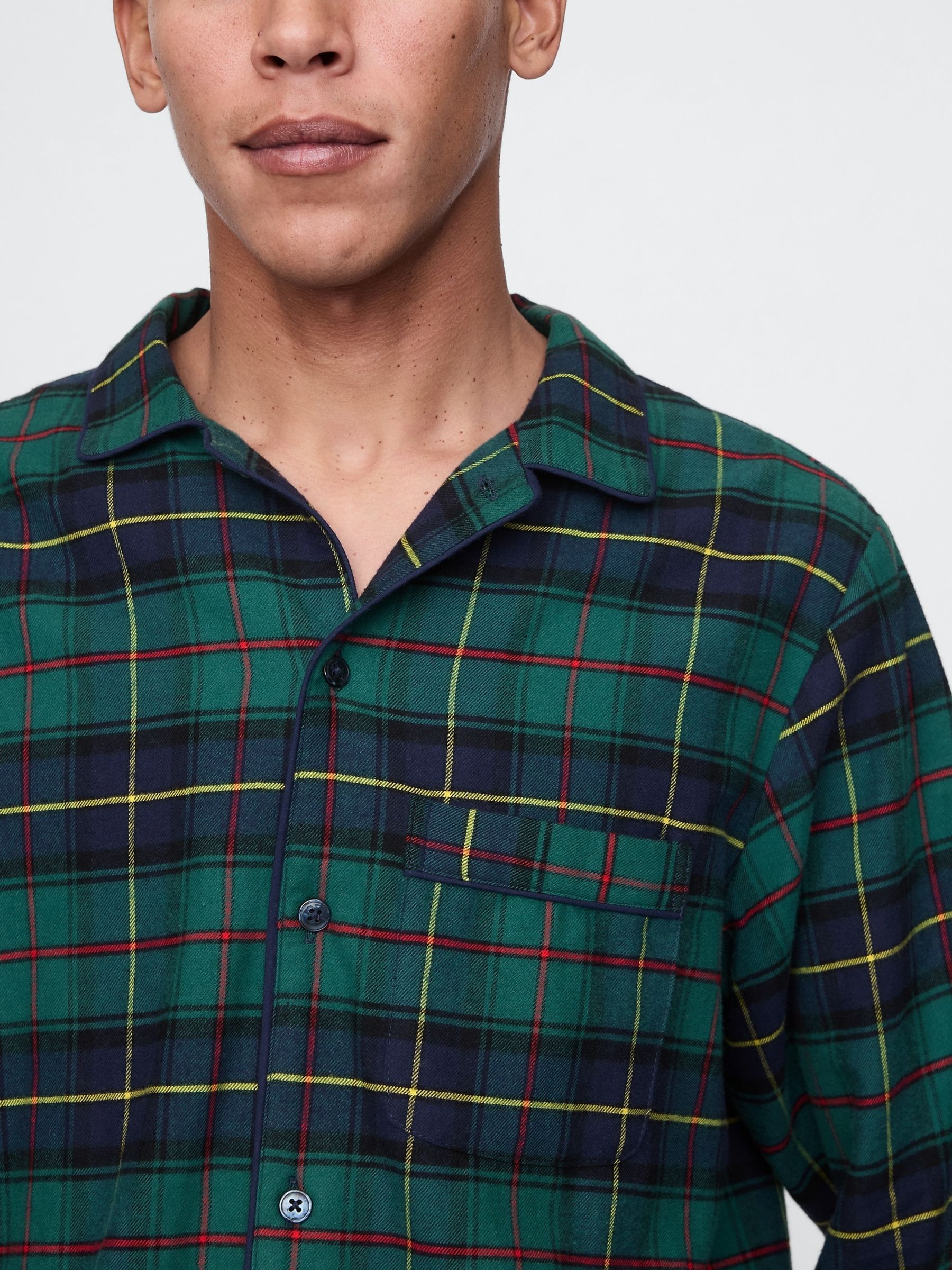 Green Adult Poplin Pyjama Top and Bottoms Set - Image 4 of 5