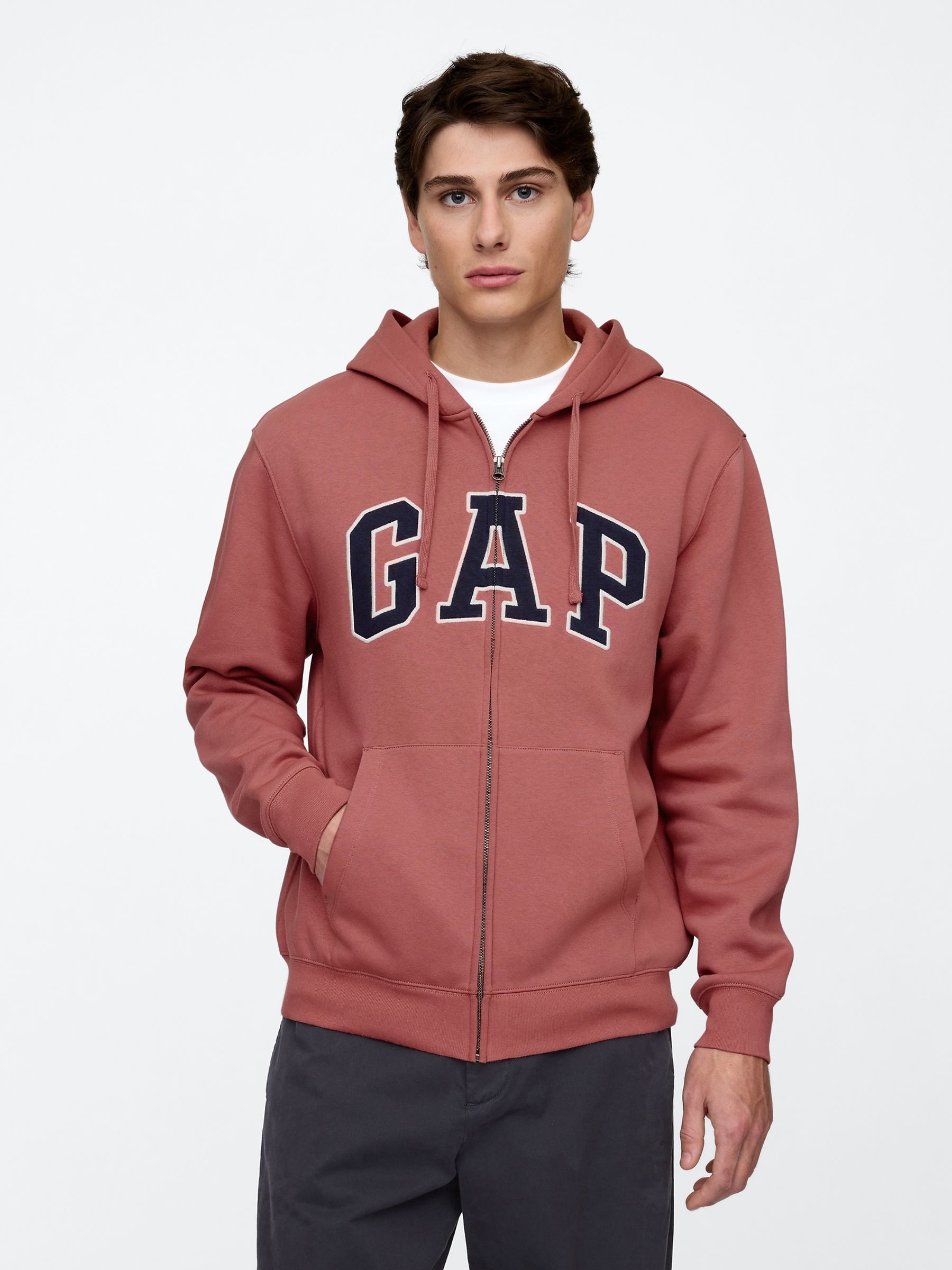 Red Relaxed Logo Zip Up Hoodie - Image 1 of 4
