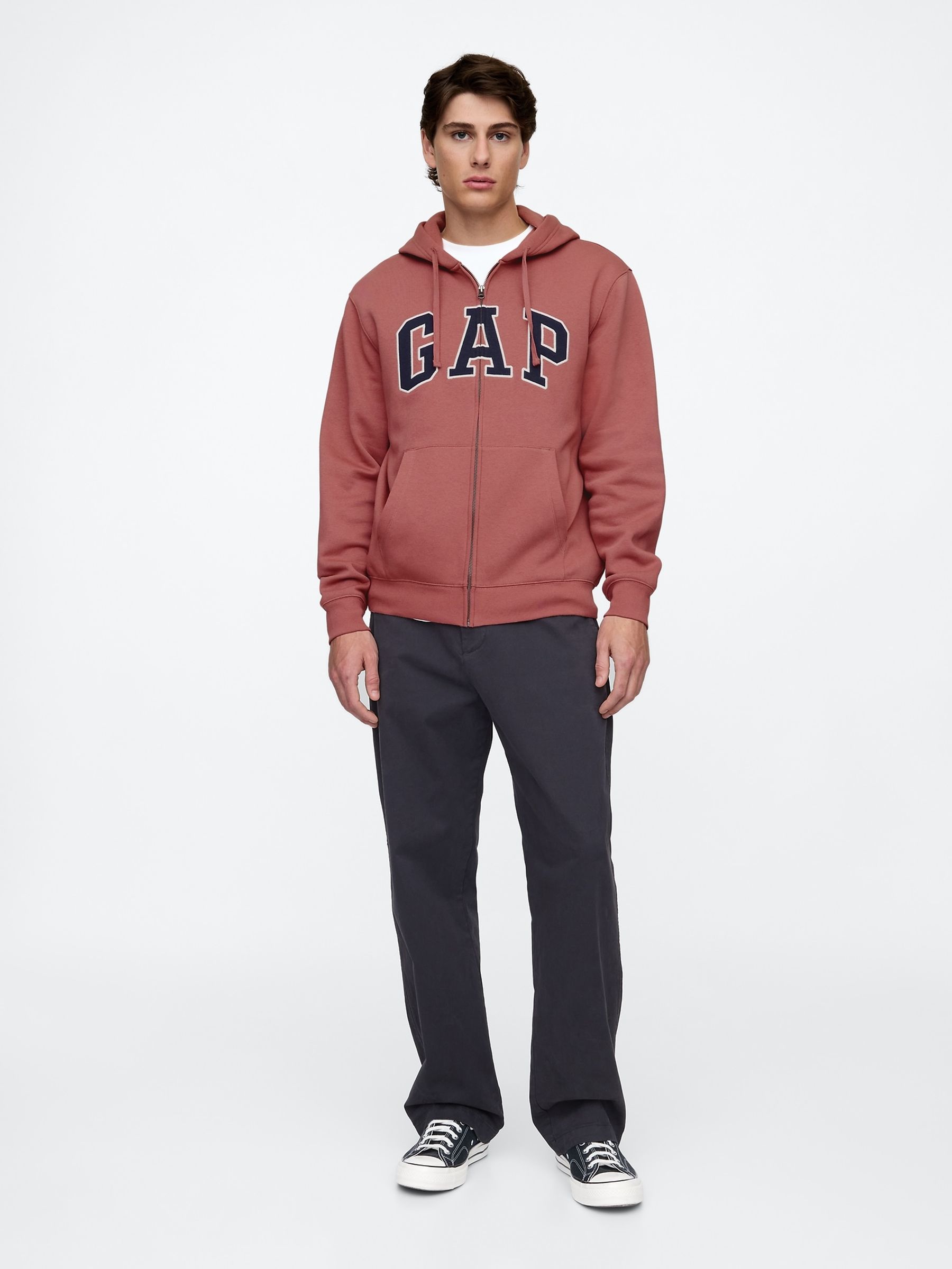 Red Relaxed Logo Zip Up Hoodie - Image 3 of 4