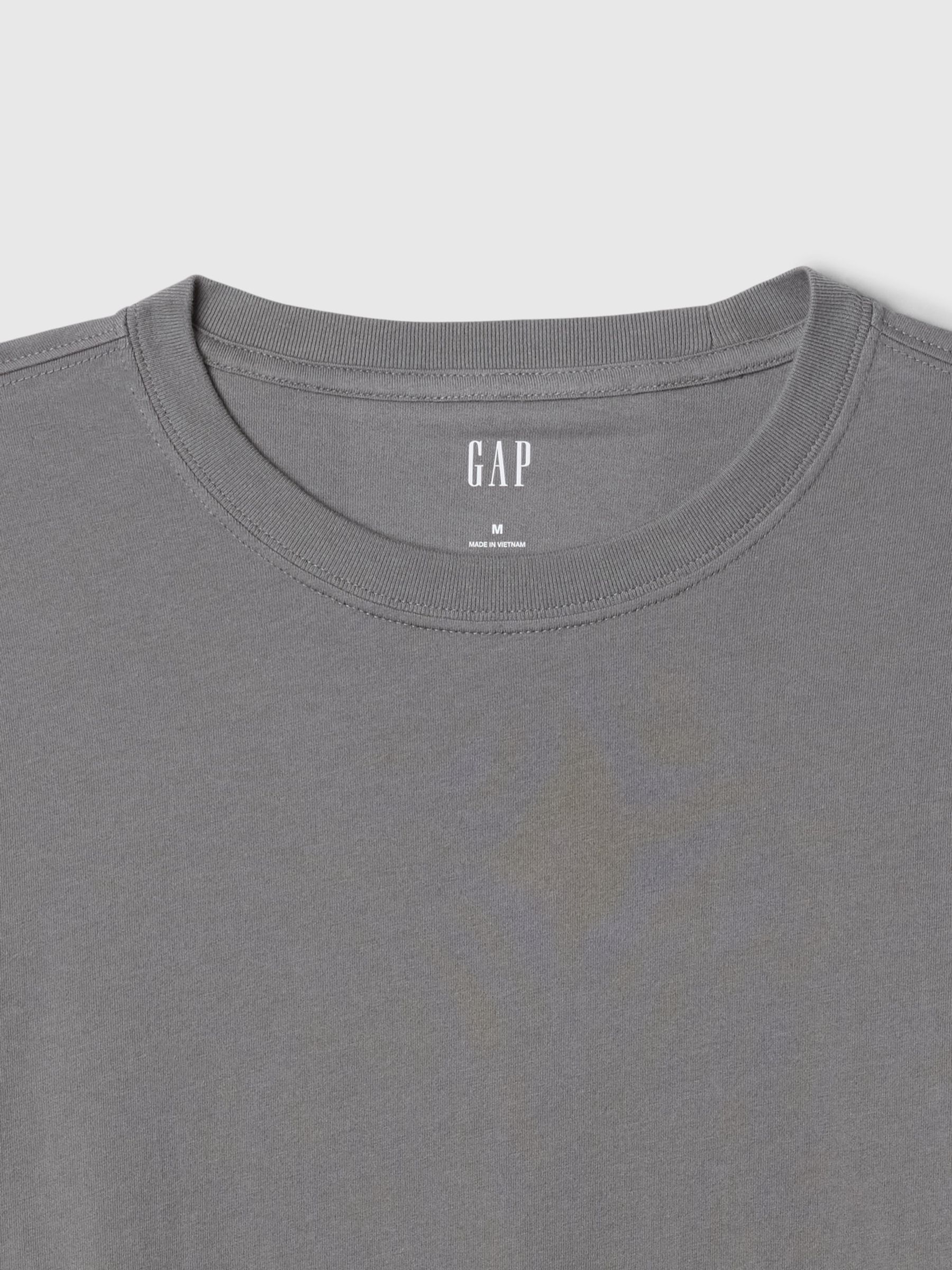 Dark Grey Long Sleeve Everyday 100% Cotton Crew Neck T-Shirt - Image 5 of 5