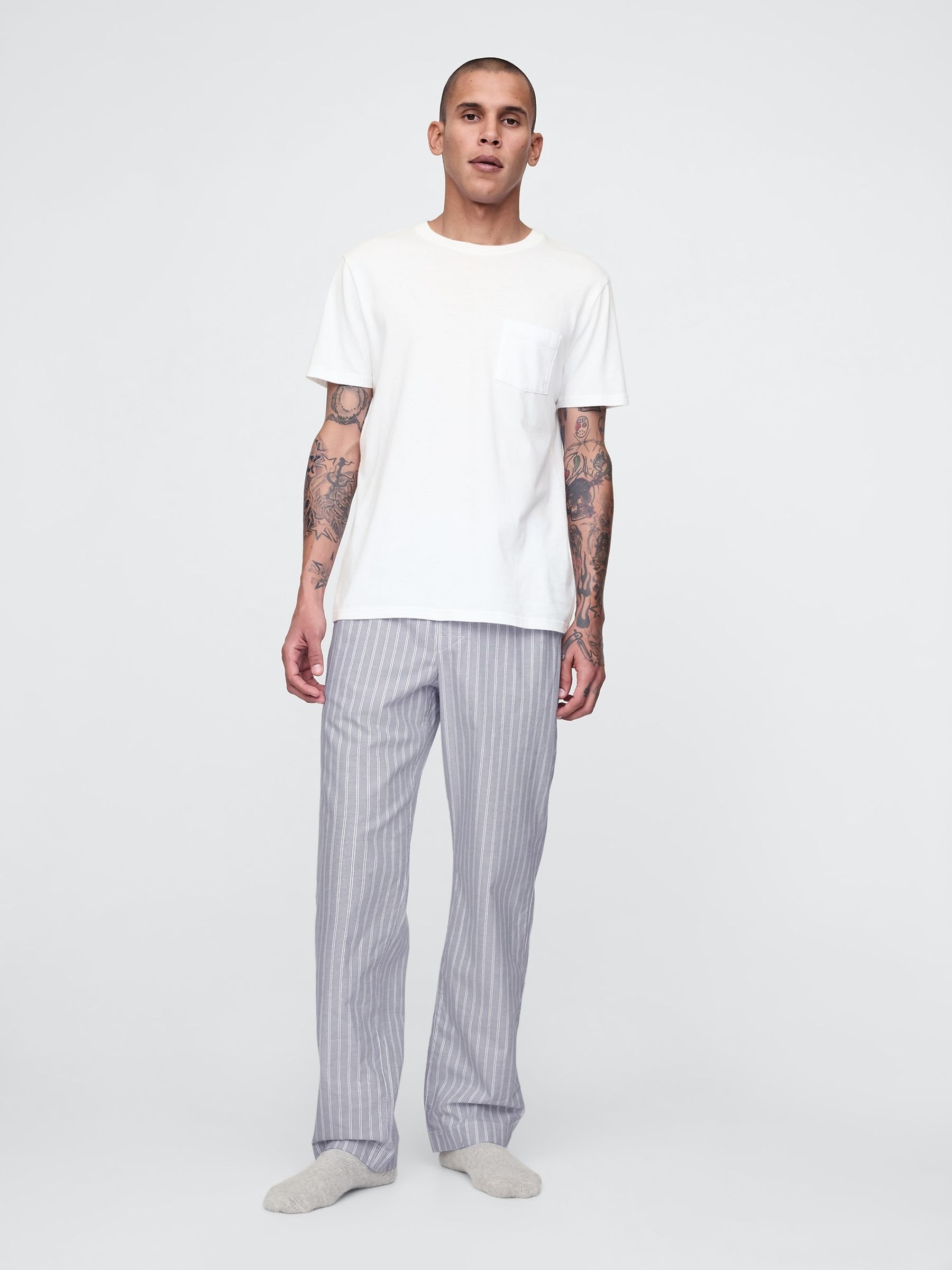 Blue Cotton Striped Pyjama Bottoms - Image 1 of 4