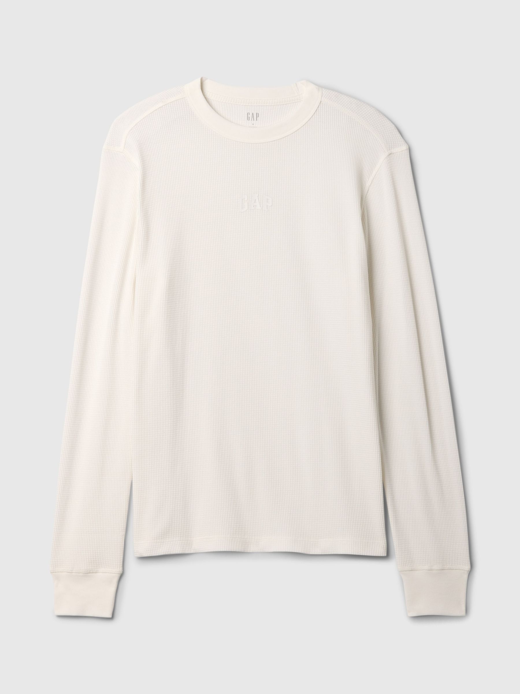 White Long Sleeve Logo Waffle Knit T-Shirt - Image 5 of 5