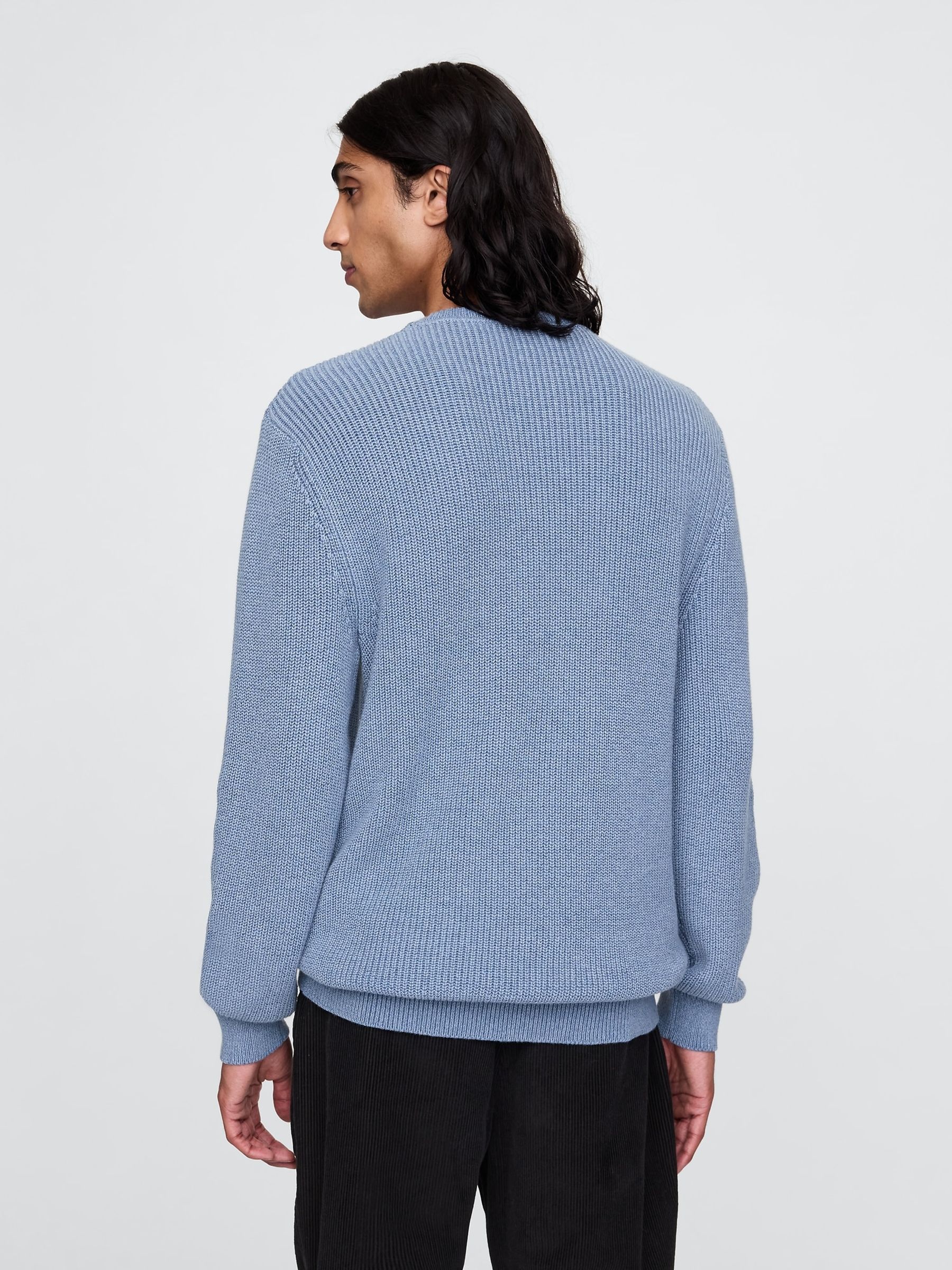 Blue Shaker-Stitch Crew Neck Jumper - Image 2 of 5