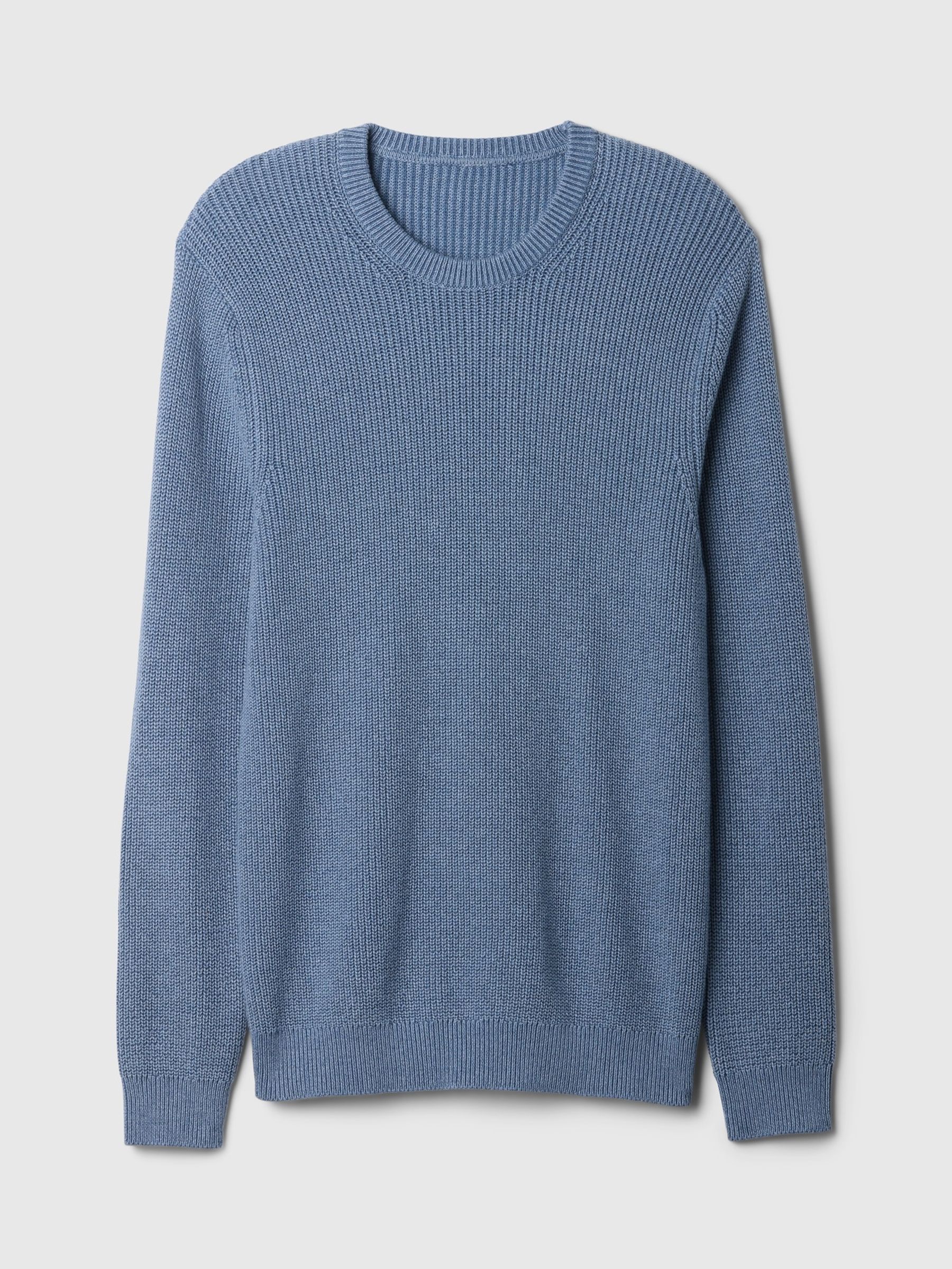 Blue Shaker-Stitch Crew Neck Jumper - Image 4 of 5