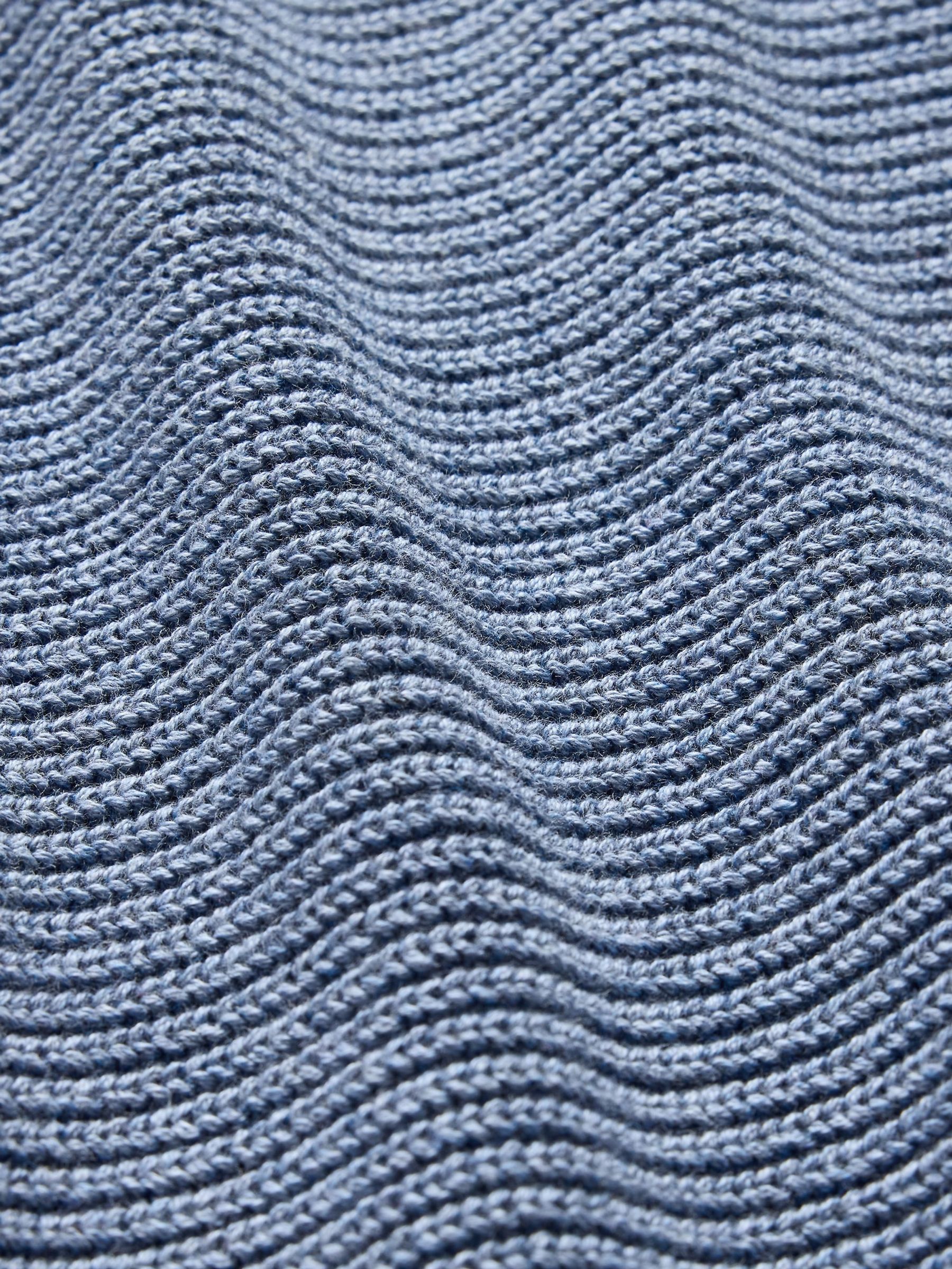 Blue Shaker-Stitch Crew Neck Jumper - Image 5 of 5
