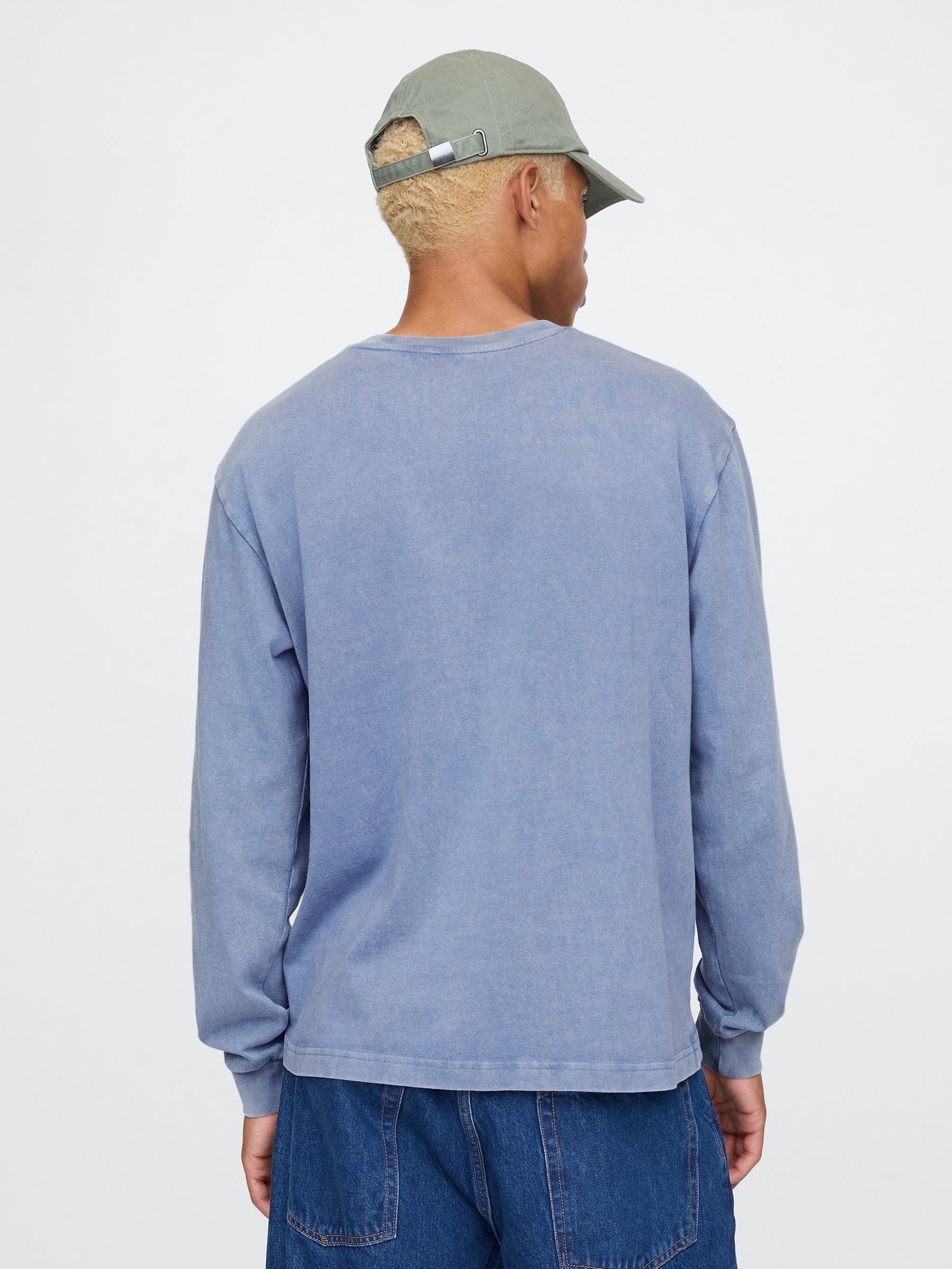 Blue Heavyweight Long Sleeve Pocket T-Shirt - Image 2 of 8