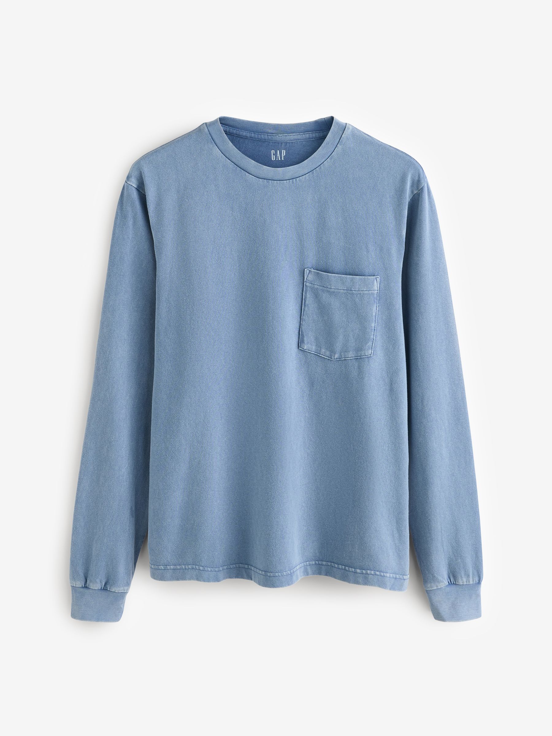 Blue Heavyweight Long Sleeve Pocket T-Shirt - Image 4 of 8