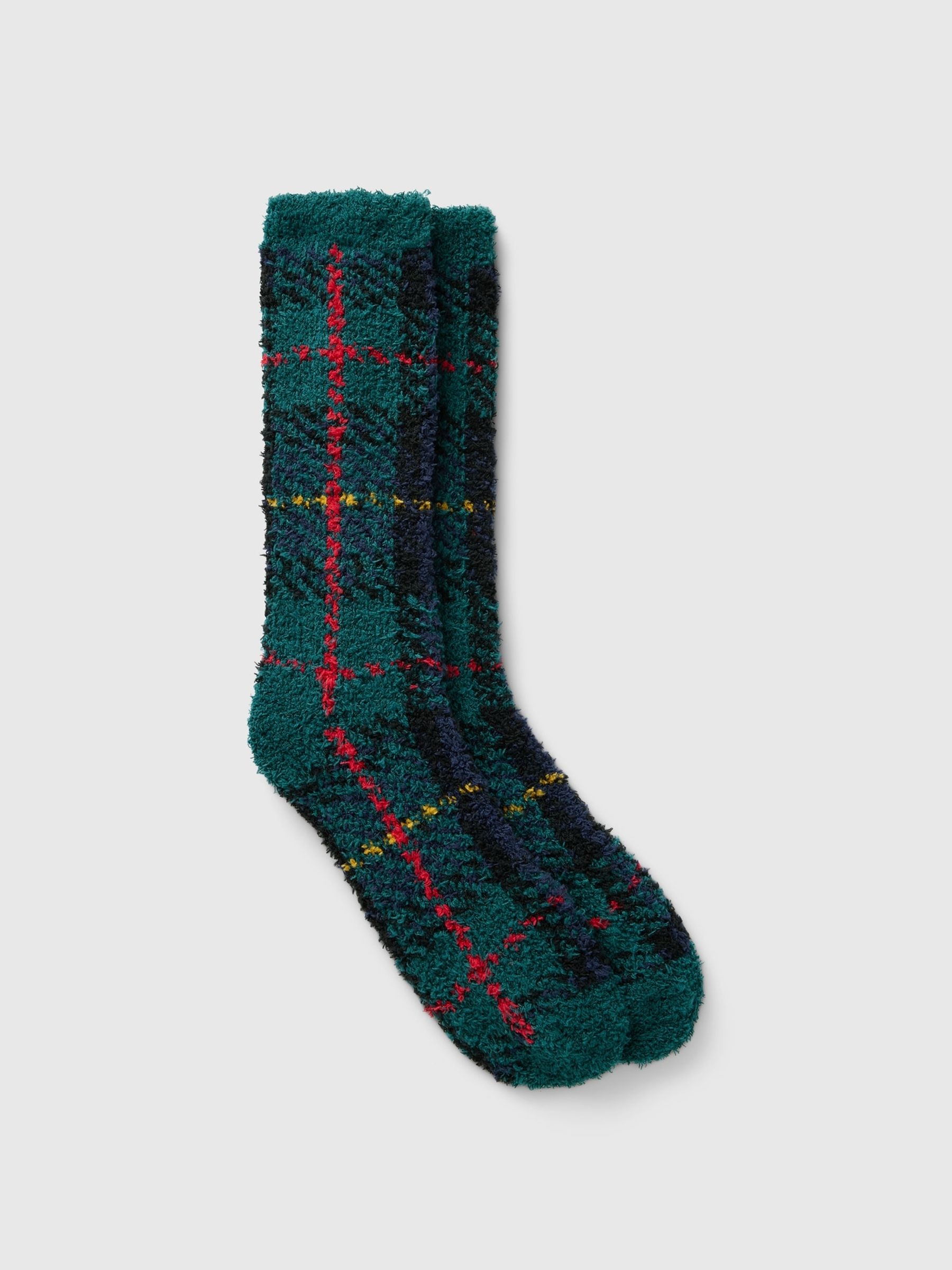 Green Adults Cosy Fluffy Crew Socks - Image 1 of 1