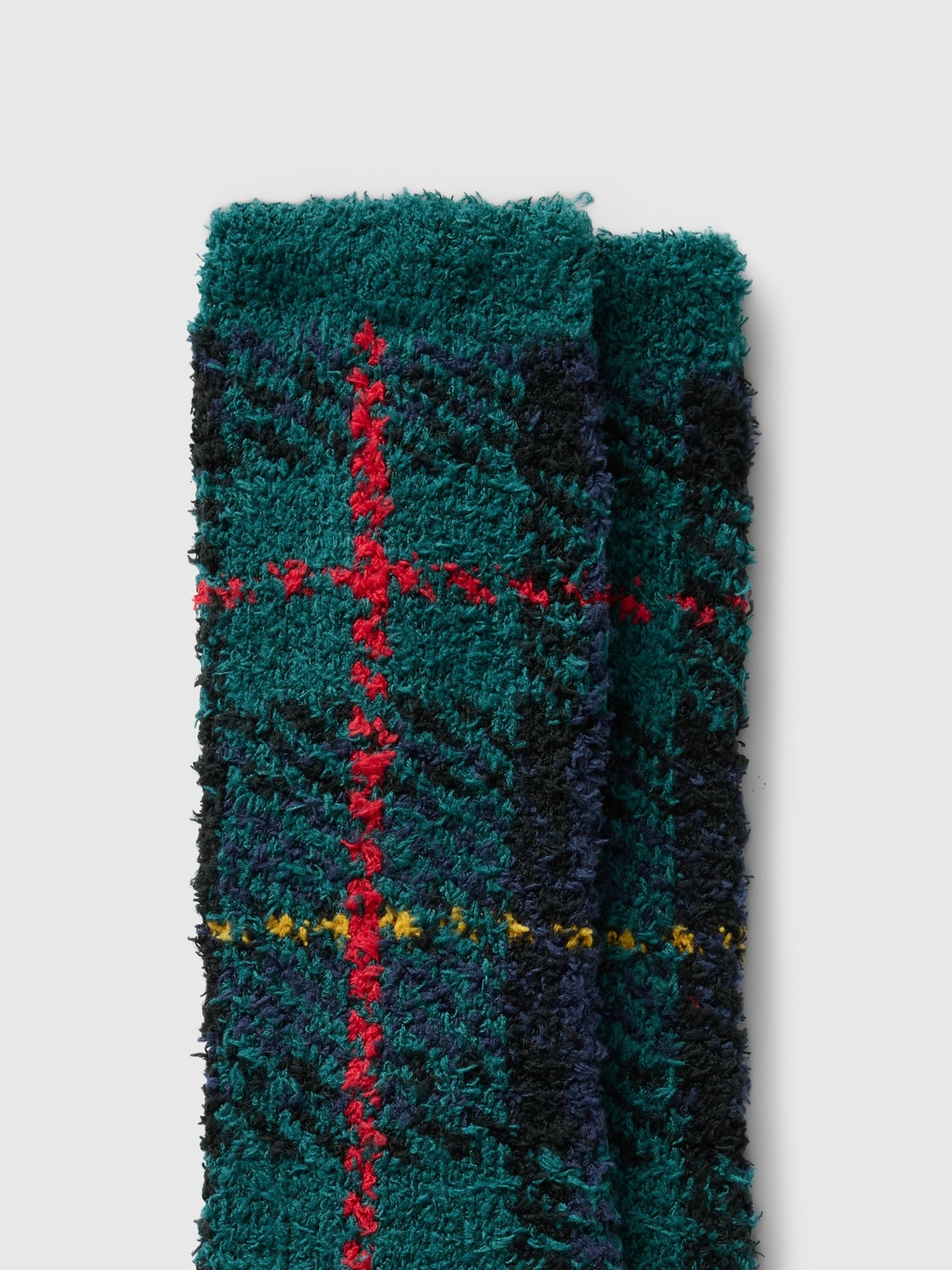 Green Adults Cosy Fluffy Crew Socks - Image 2 of 2