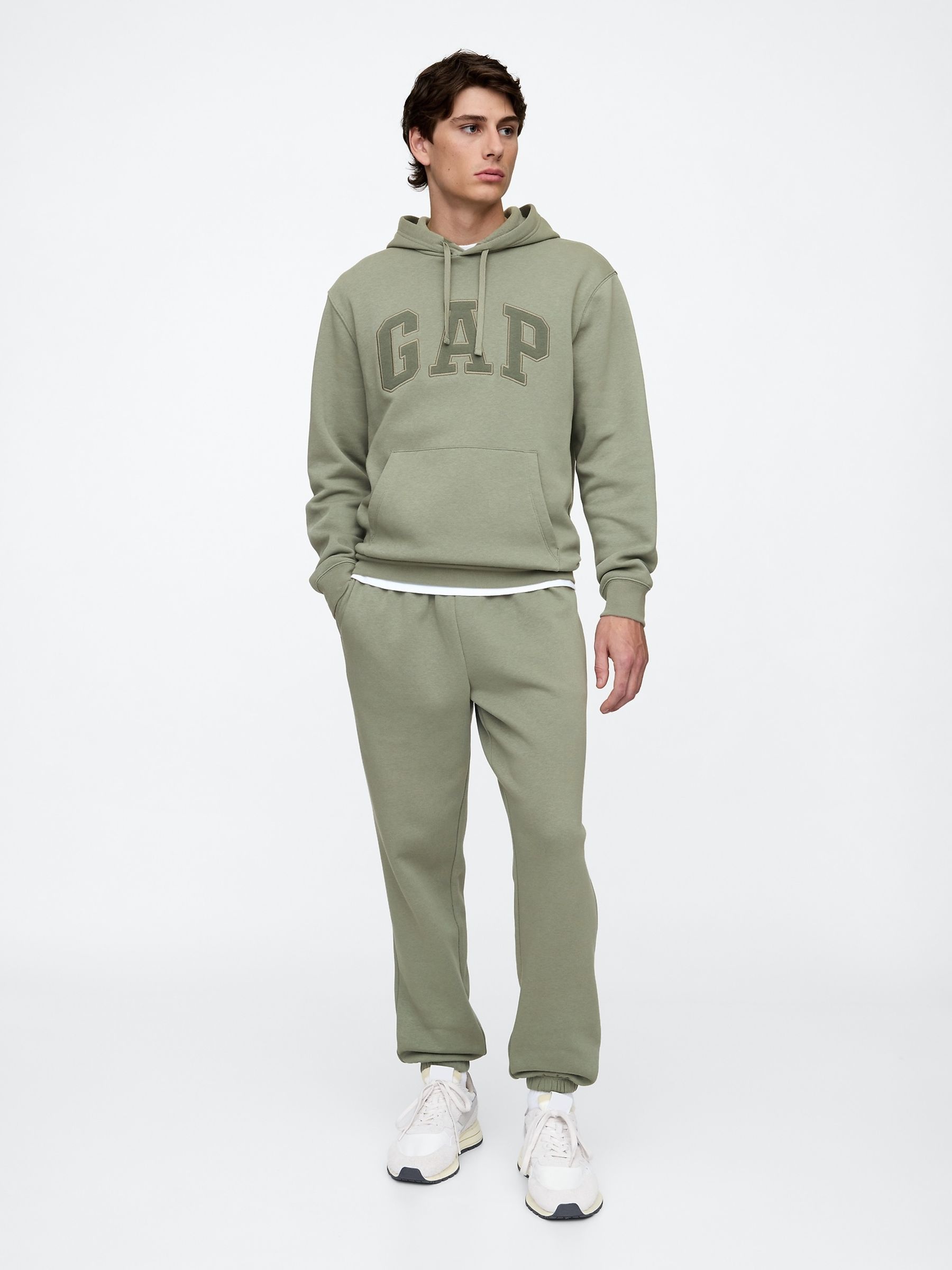 Olive Green Logo Fleece-Lined Joggers - Image 3 of 4