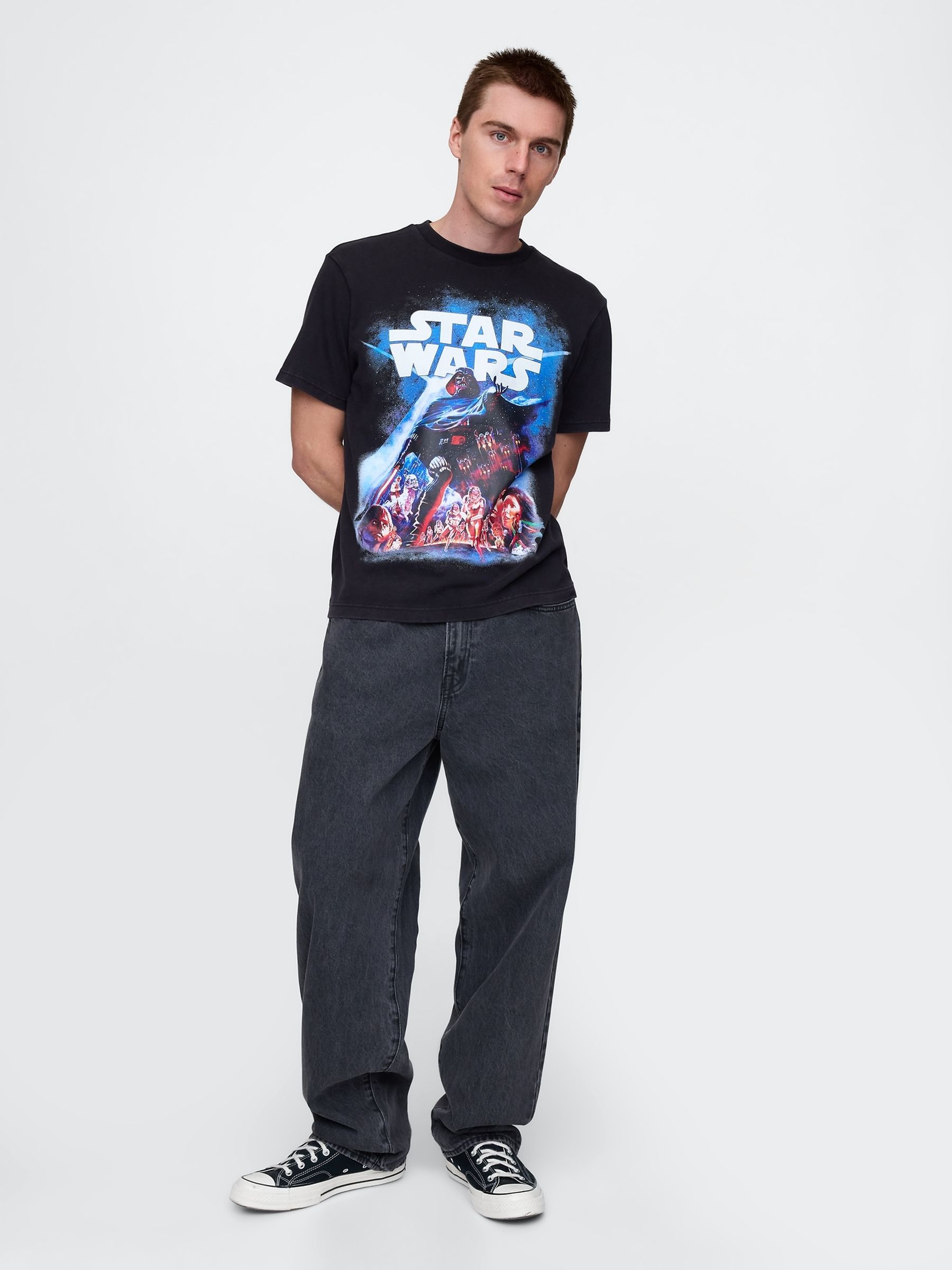 Black Darth Vader Star Wars Cotton Crew Neck T-Shirt - Image 3 of 6