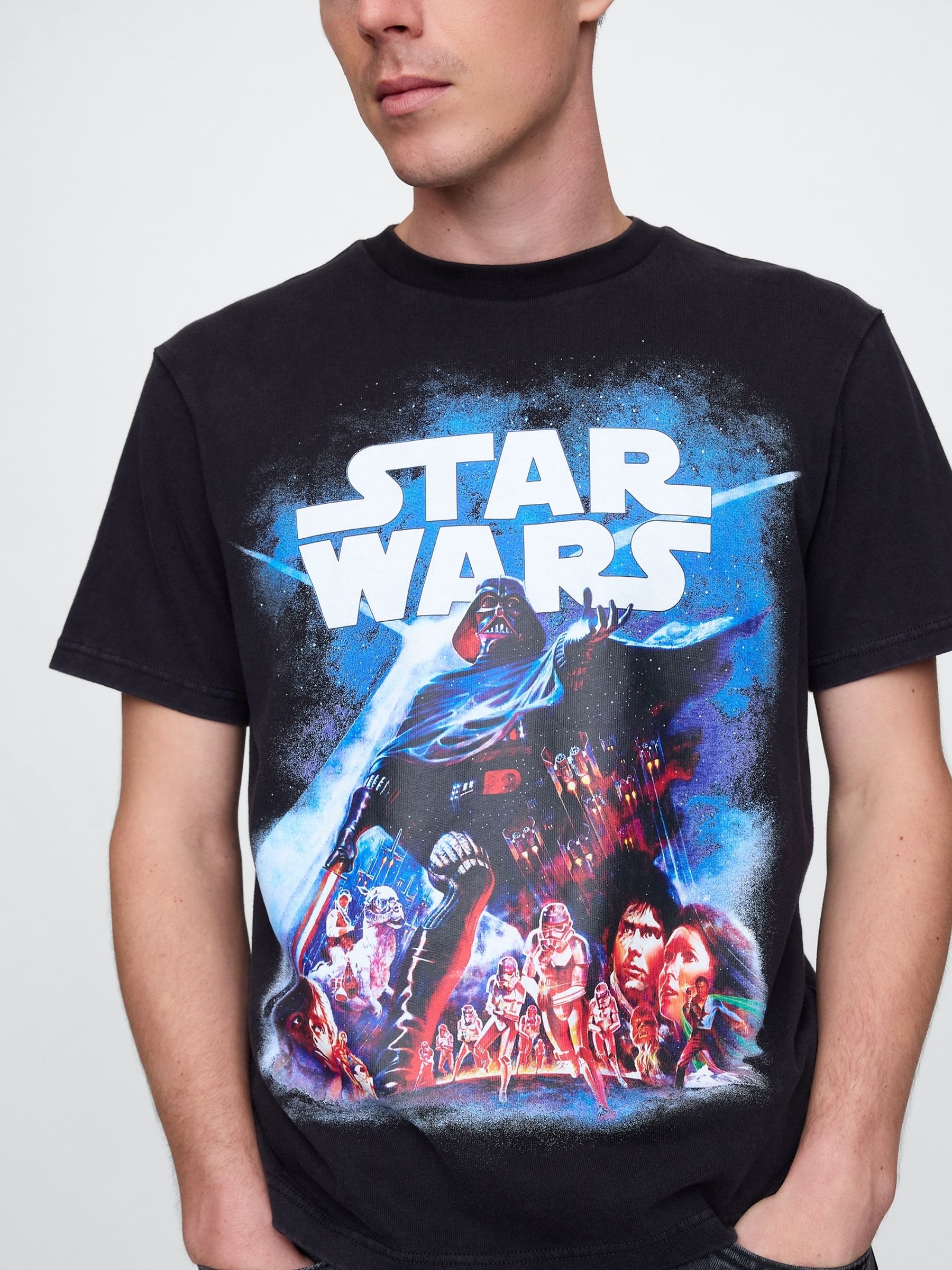 Black Darth Vader Star Wars Cotton Crew Neck T-Shirt - Image 4 of 6