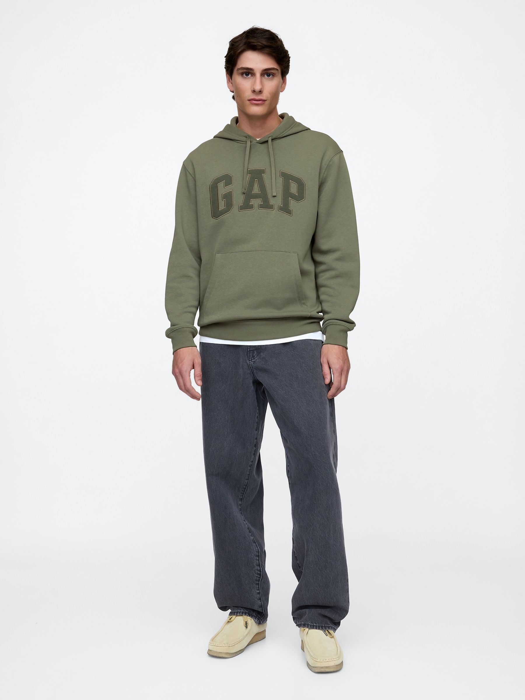 Khaki Green Pullover Arch Logo Hoodie - Image 3 of 4