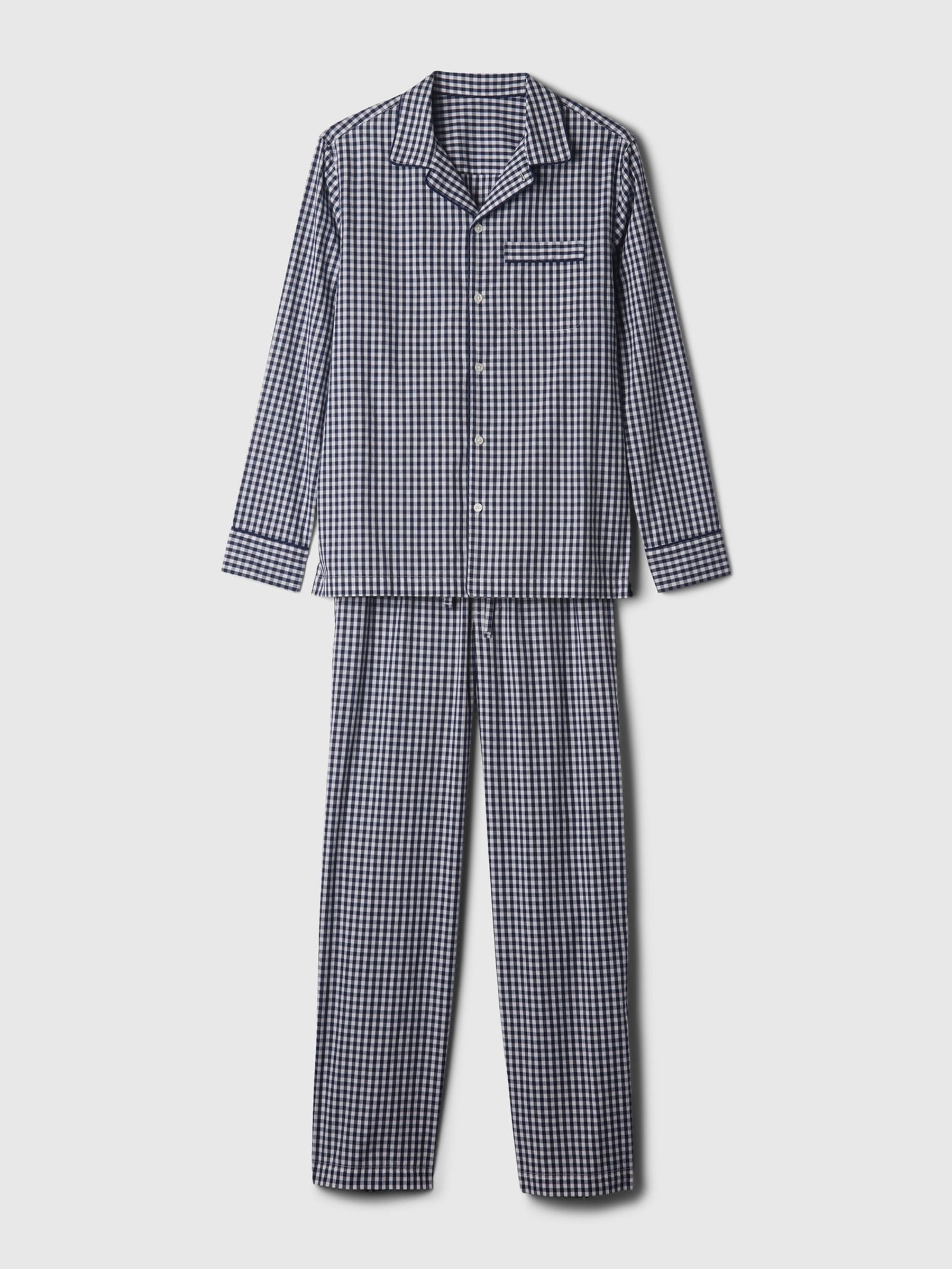 Blue Gingham Cotton Poplin Long Pyjamas - Image 3 of 3