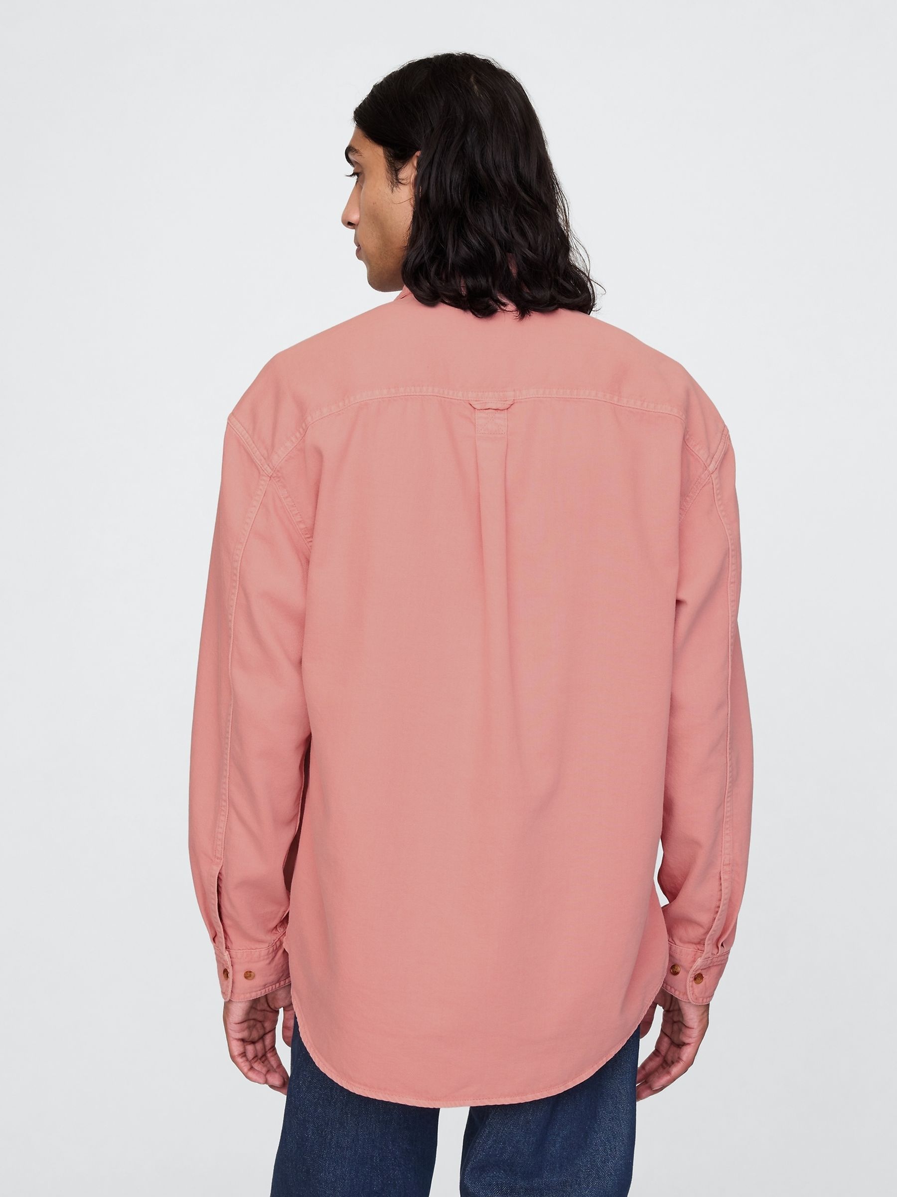 Pink UltraSoft Long Sleeve Oversized Denim Shirt - Image 2 of 5