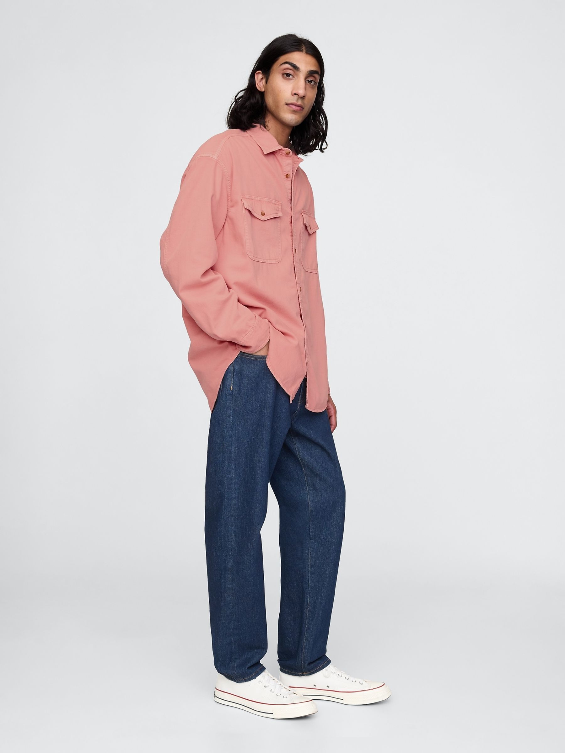 Pink UltraSoft Long Sleeve Oversized Denim Shirt - Image 3 of 5