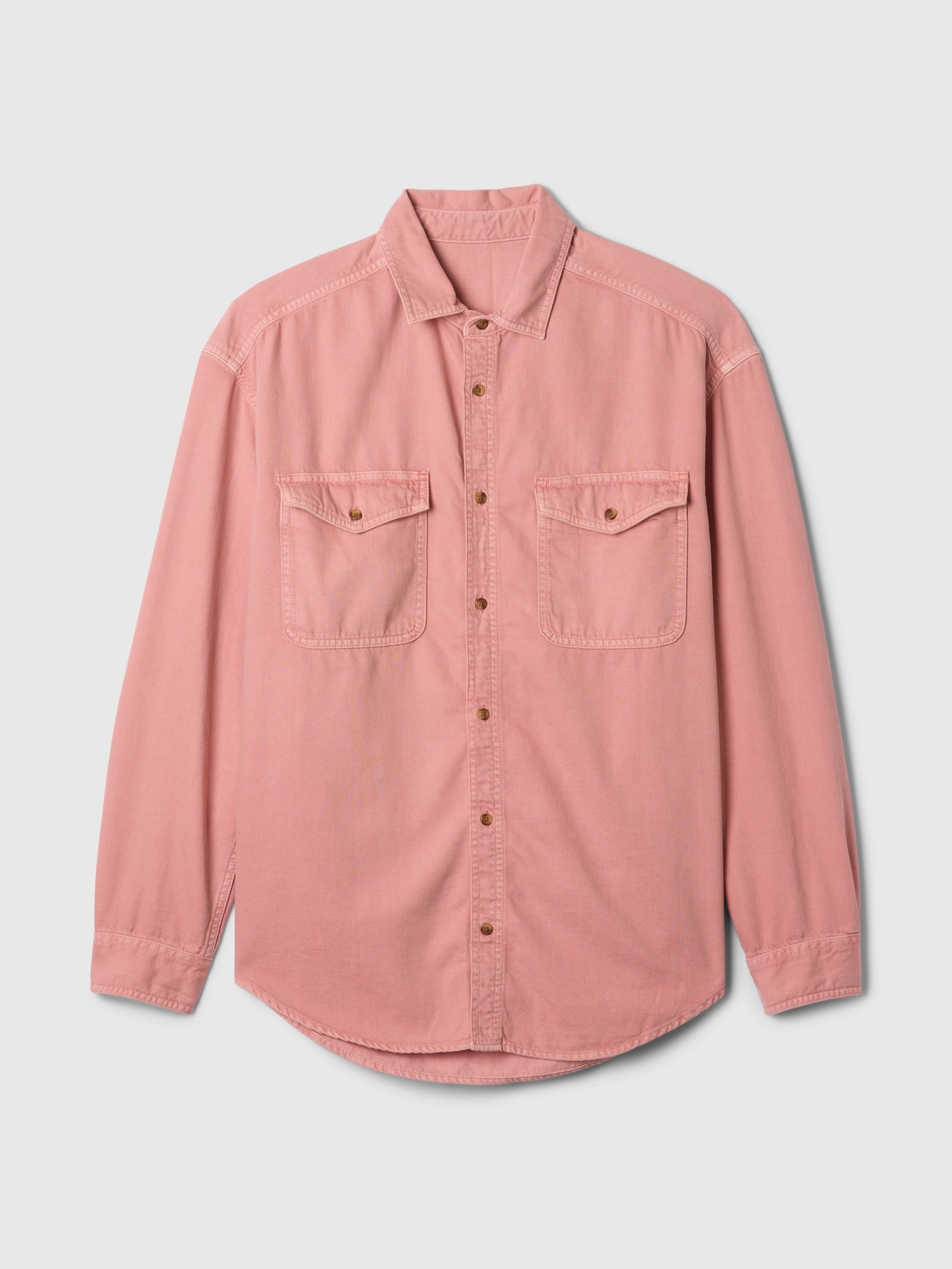 Pink UltraSoft Long Sleeve Oversized Denim Shirt - Image 5 of 5
