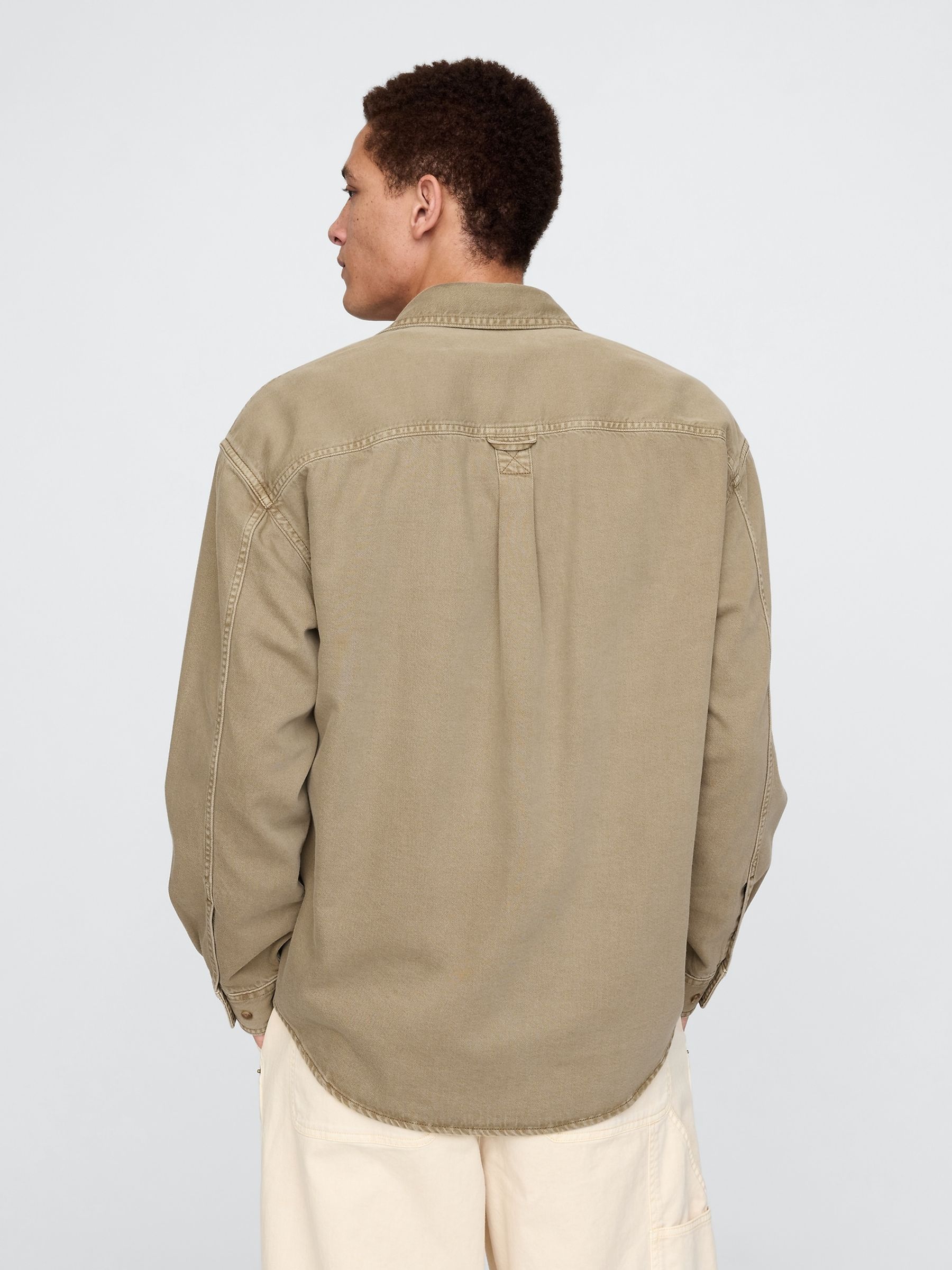 Brown UltraSoft Long Sleeve Oversized Denim Shirt - Image 2 of 5