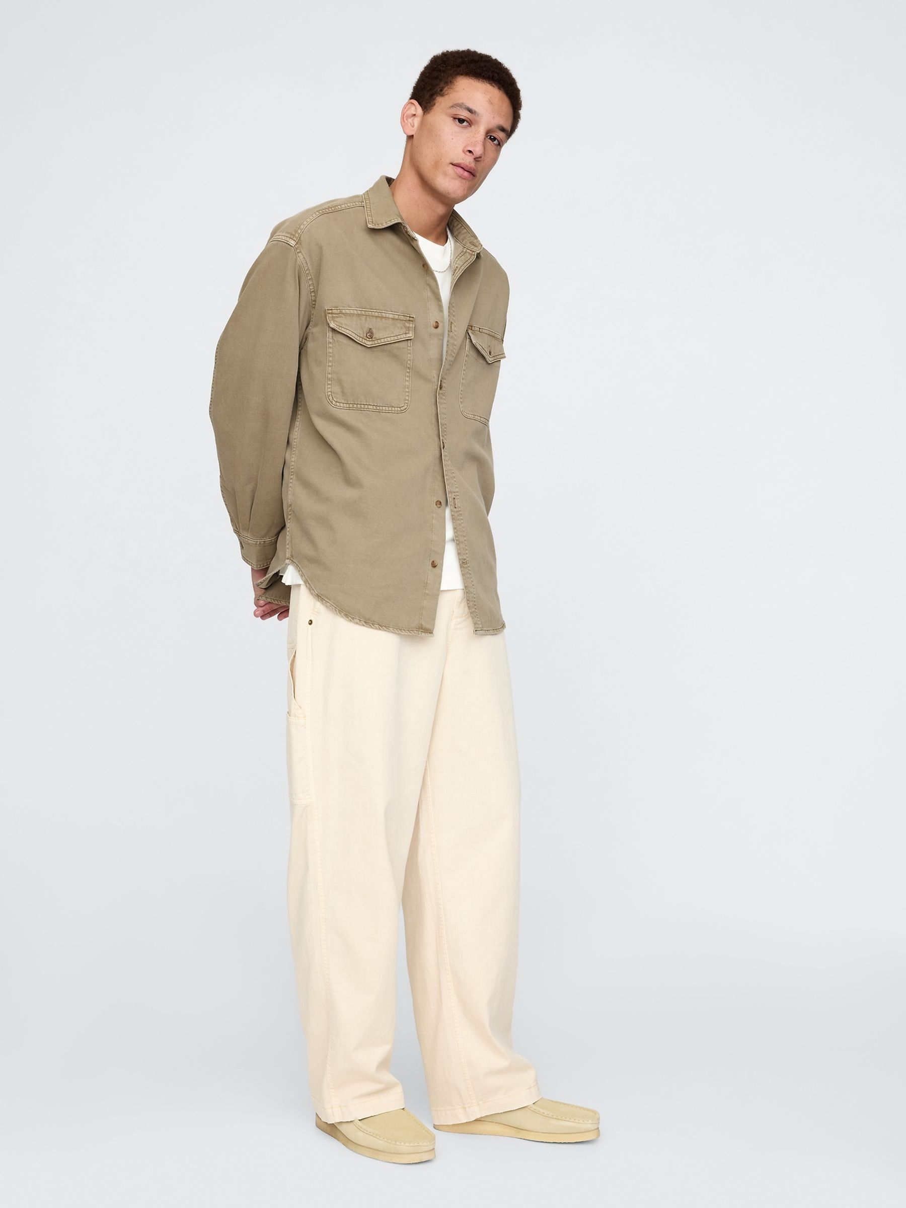 Brown UltraSoft Long Sleeve Oversized Denim Shirt - Image 3 of 5