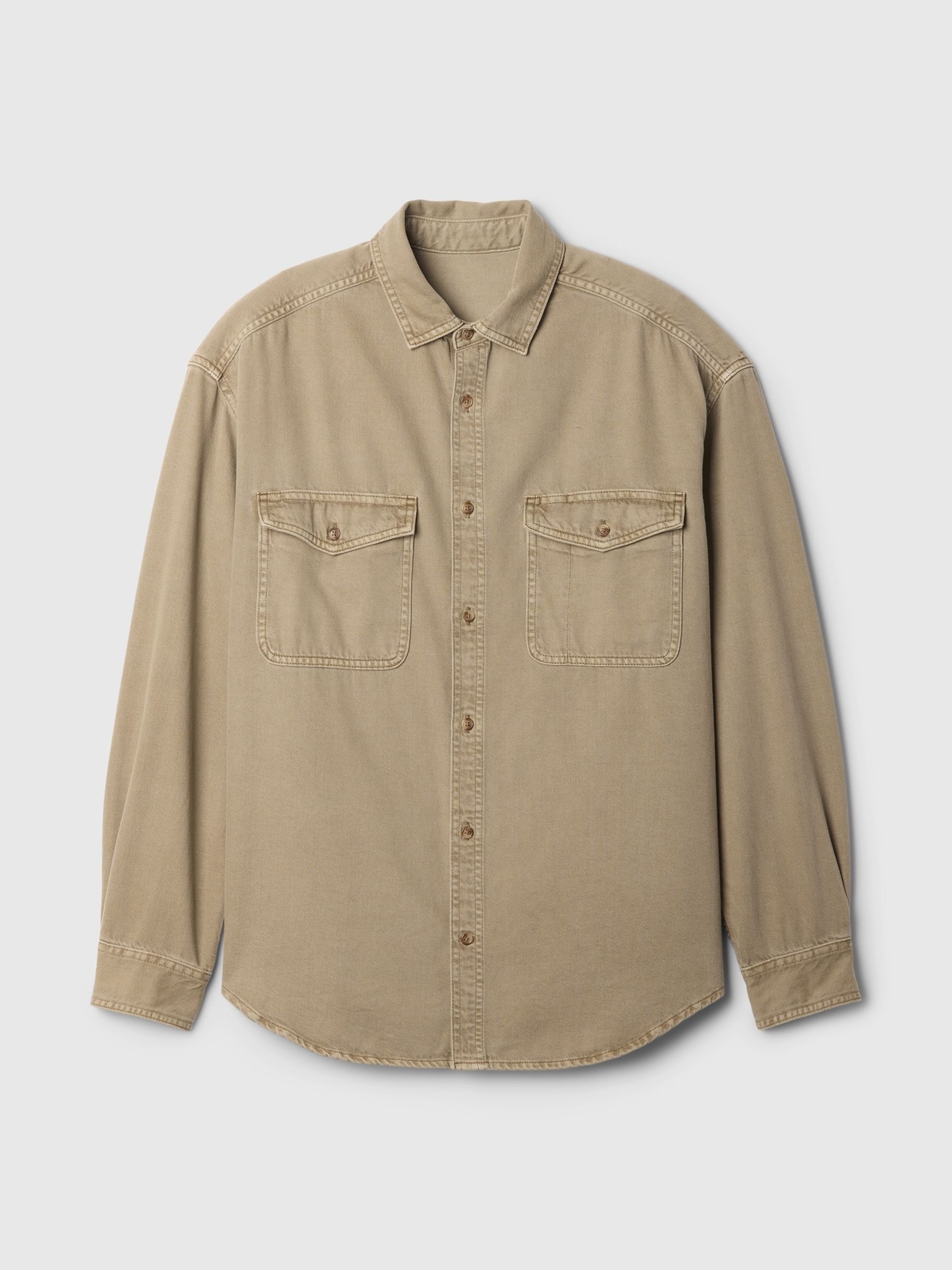 Brown UltraSoft Long Sleeve Oversized Denim Shirt - Image 5 of 5