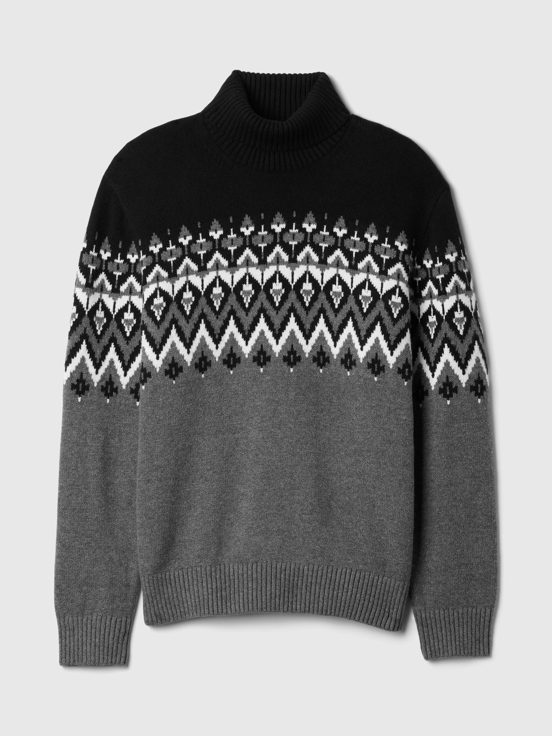 Black CashSoft Fair Isle Turtle Neck Jumper - Image 5 of 5