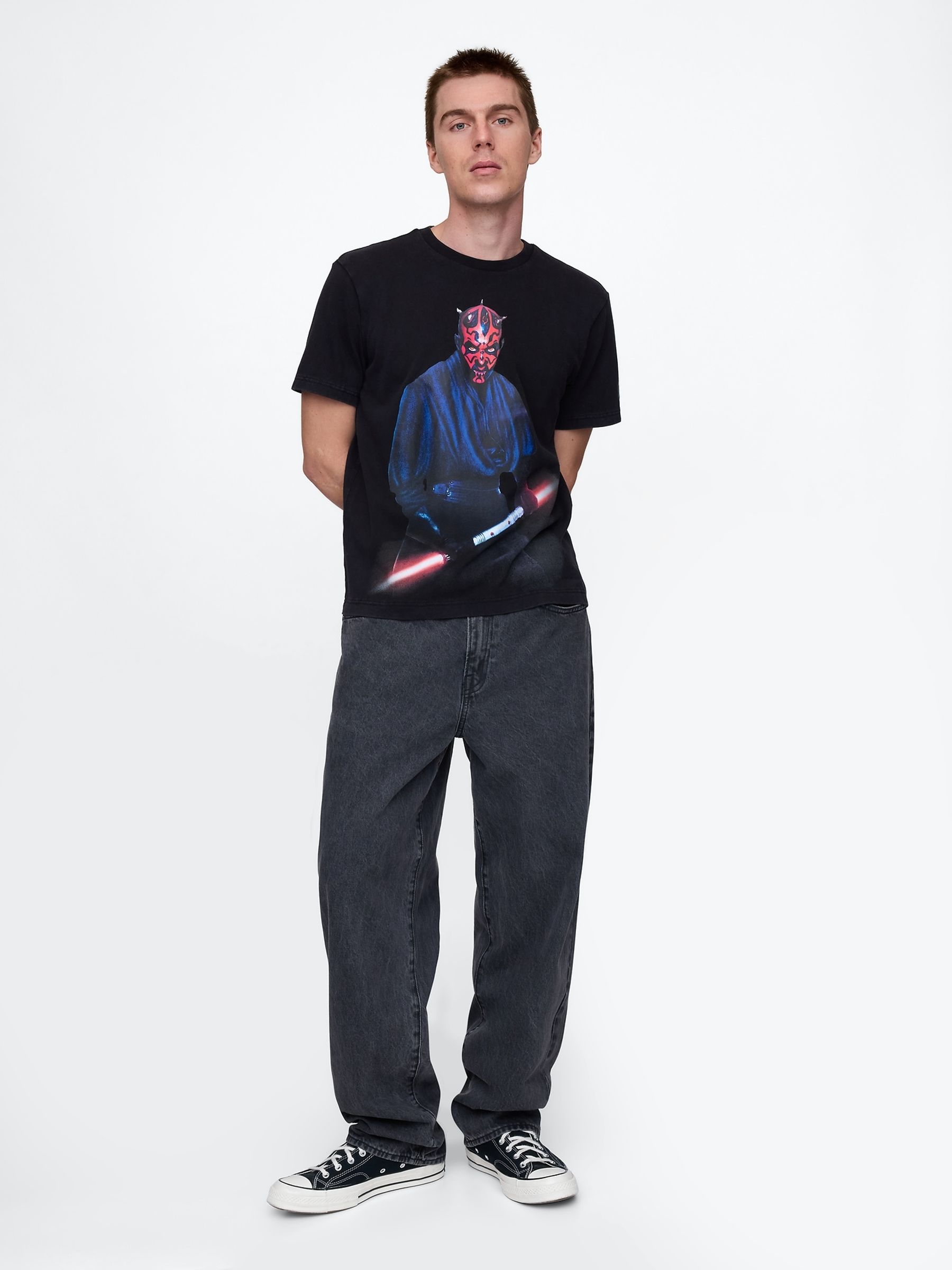 Black Darth Maul Star Wars Cotton Crew Neck T-Shirt - Image 1 of 3