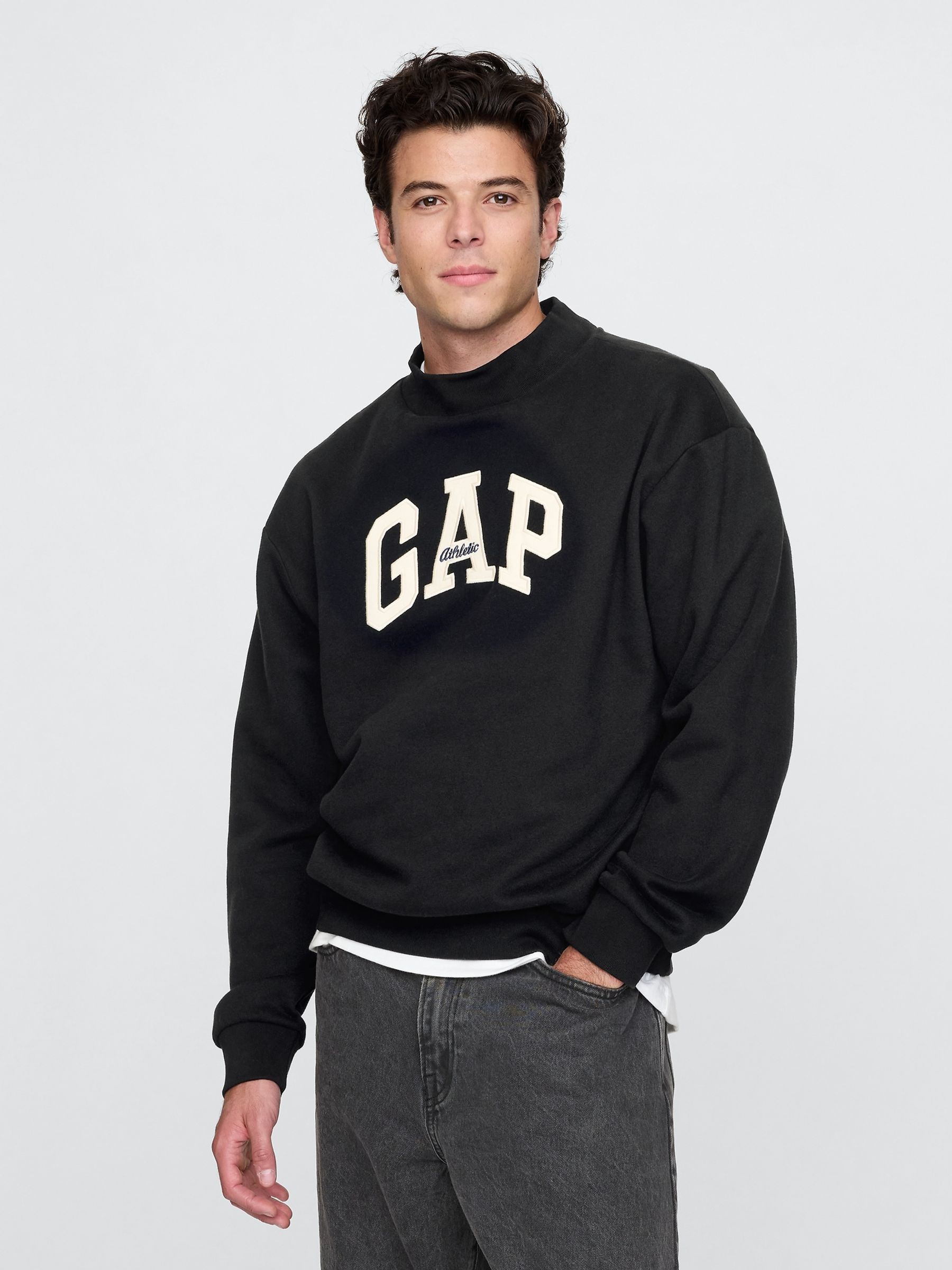 Black Long Sleeve Logo Waffle Knit T-Shirt - Image 1 of 5