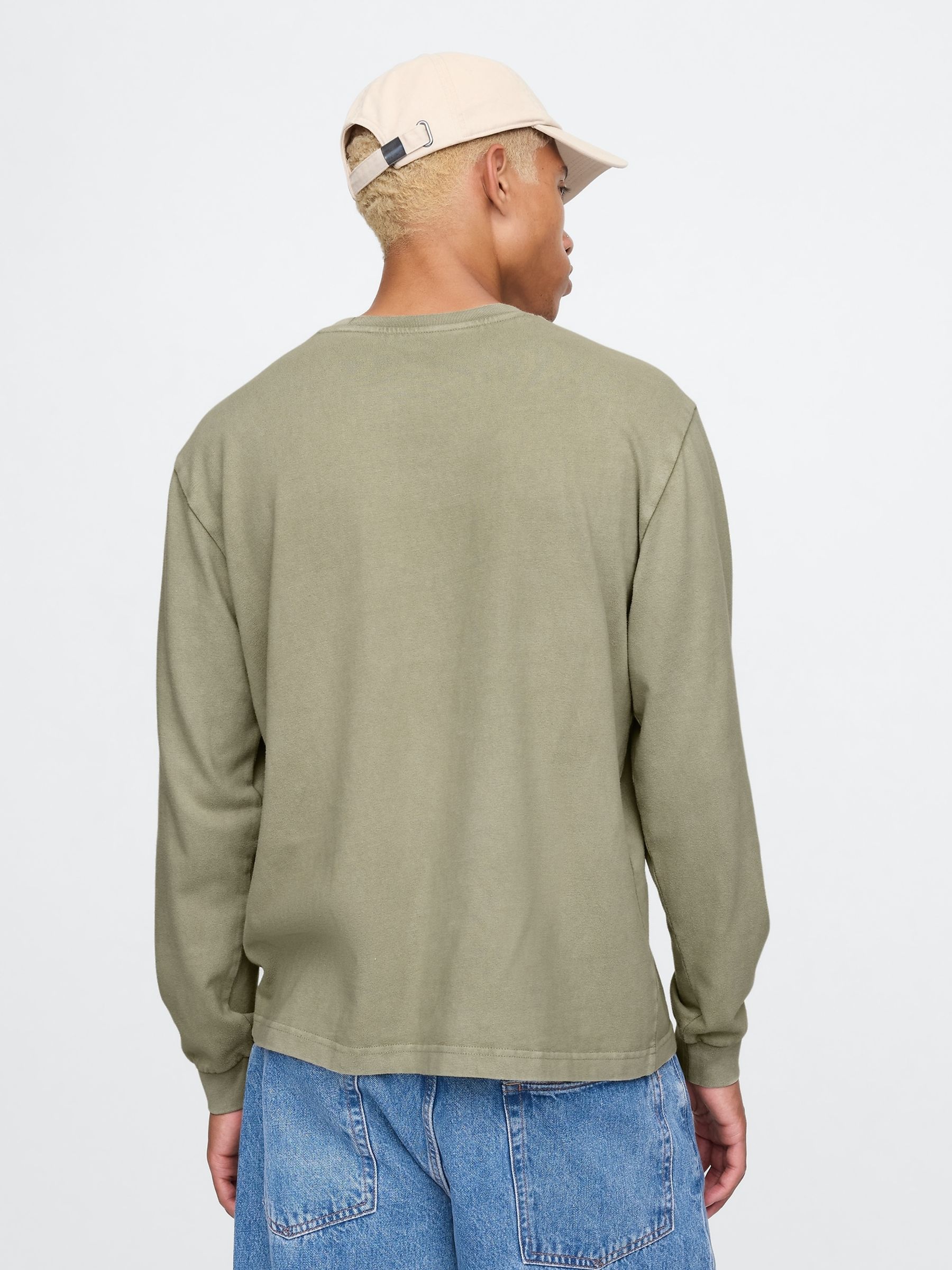 Green Heavyweight Long Sleeve Pocket T-Shirt | Gap