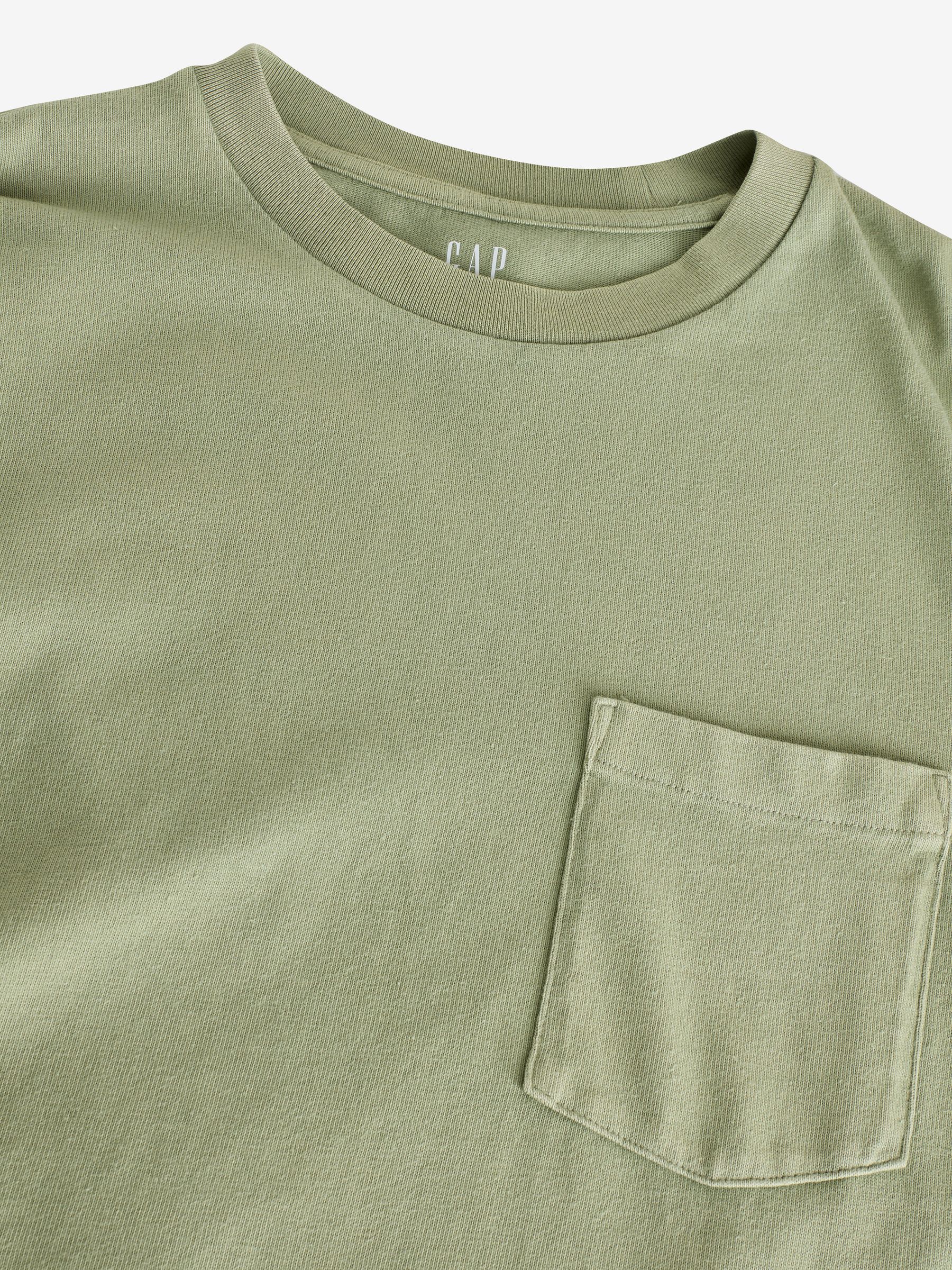 Green Heavyweight Long Sleeve Pocket T-Shirt - Image 5 of 6