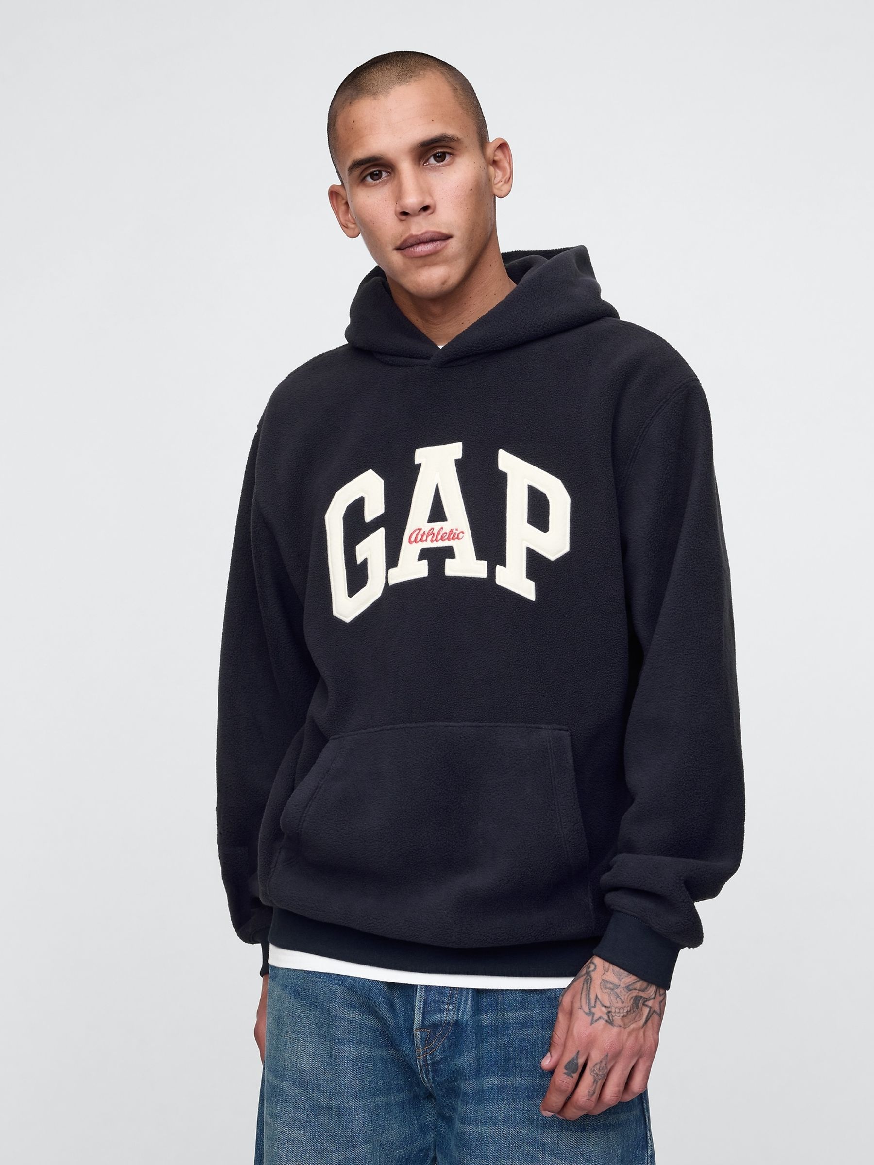 Navy Blue Athletic Logo Hoodie | Gap