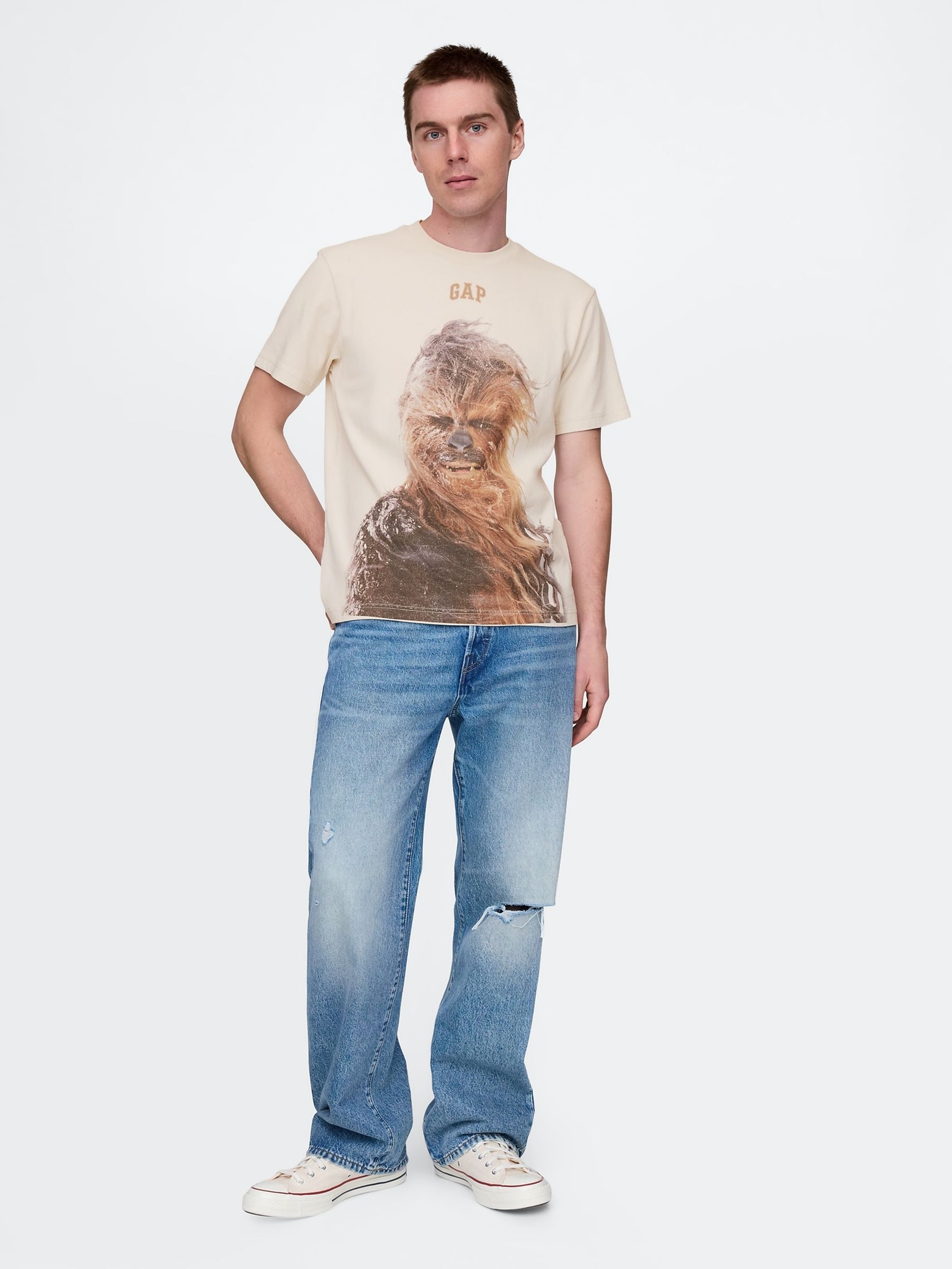 Beige Chewbacca Star Wars Cotton Crew Neck T-Shirt - Image 3 of 5