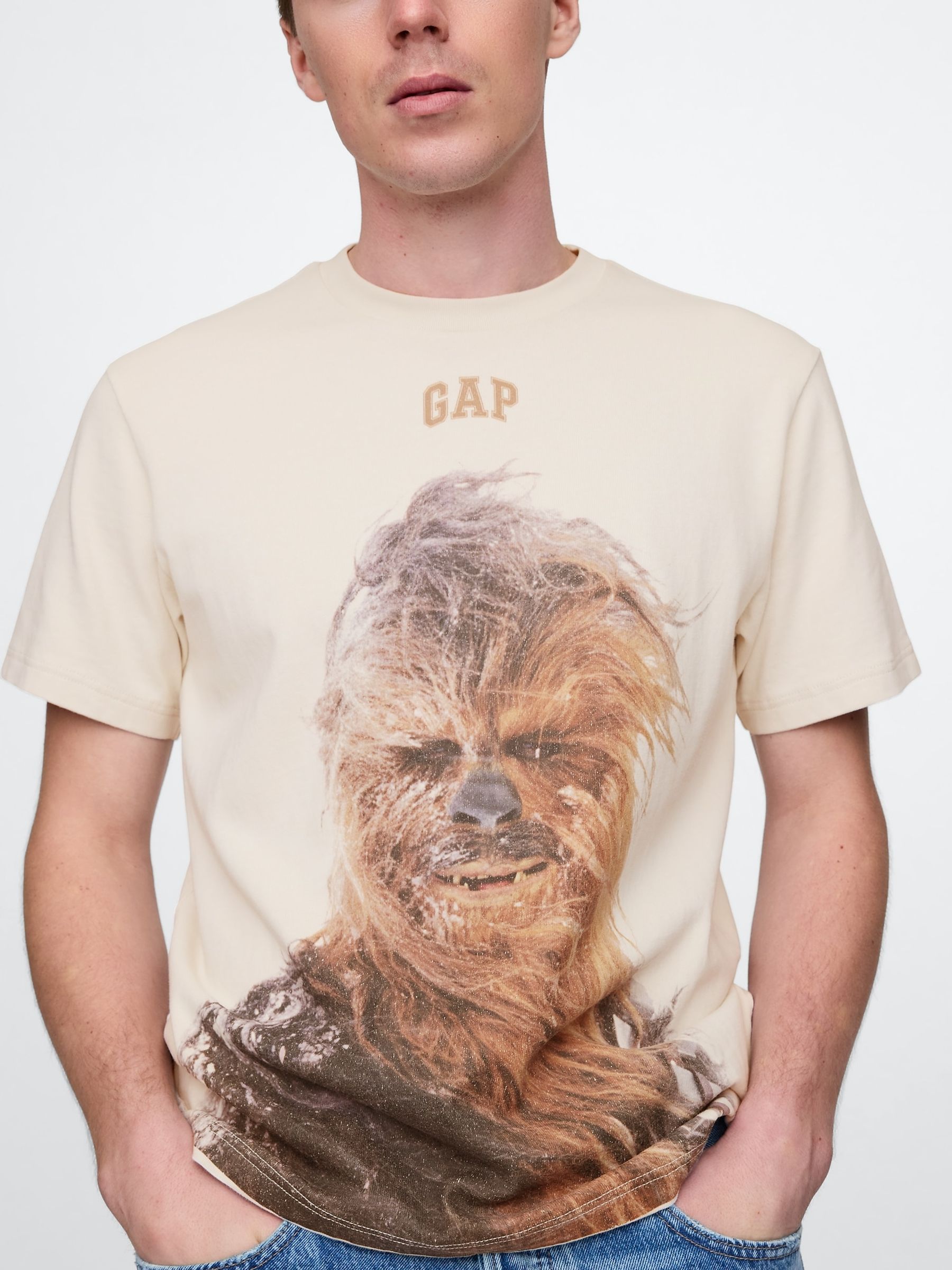 Beige Chewbacca Star Wars Cotton Crew Neck T-Shirt - Image 4 of 5