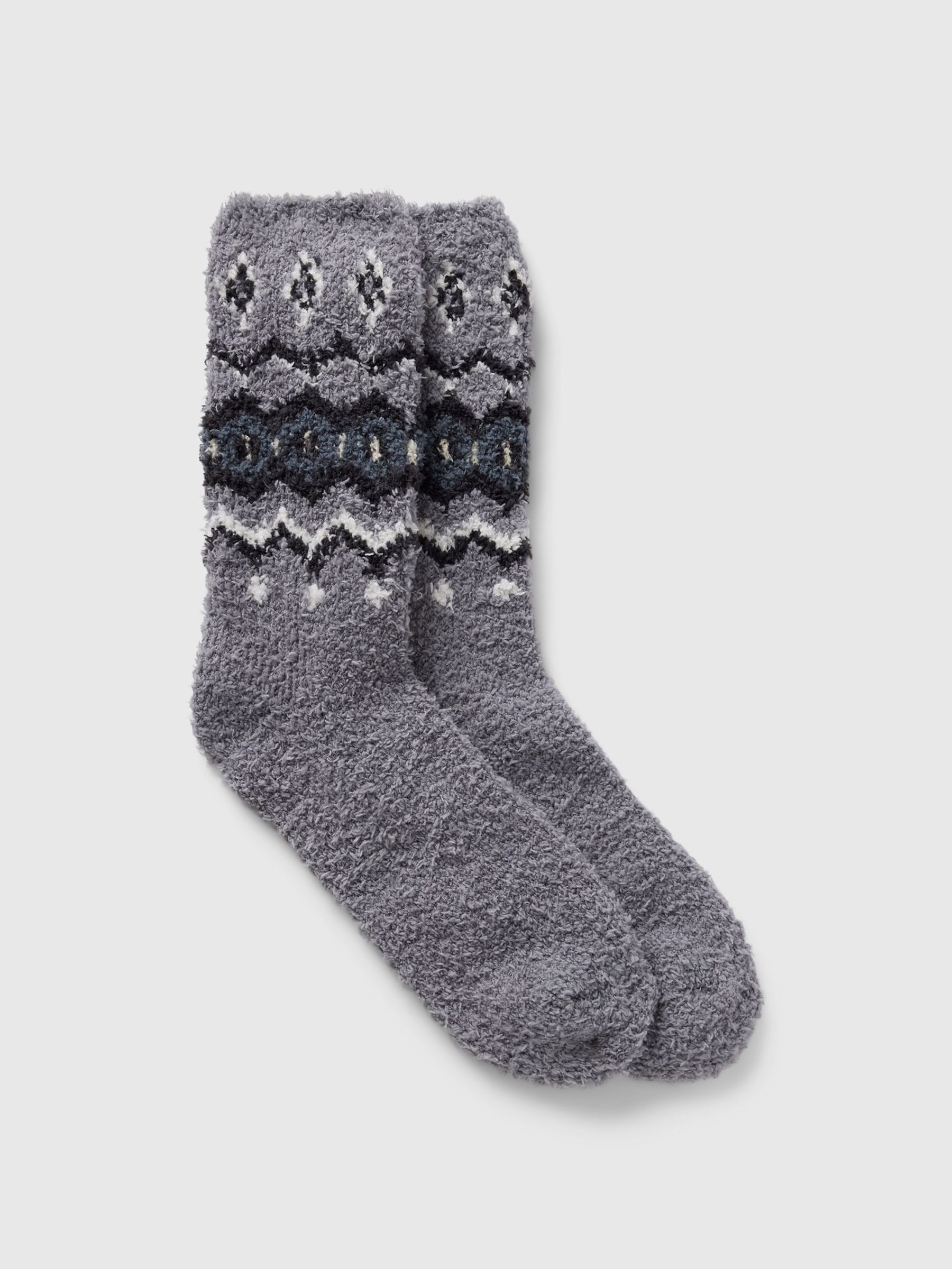 Grey Adults Cosy Fluffy Crew Socks - Image 1 of 1