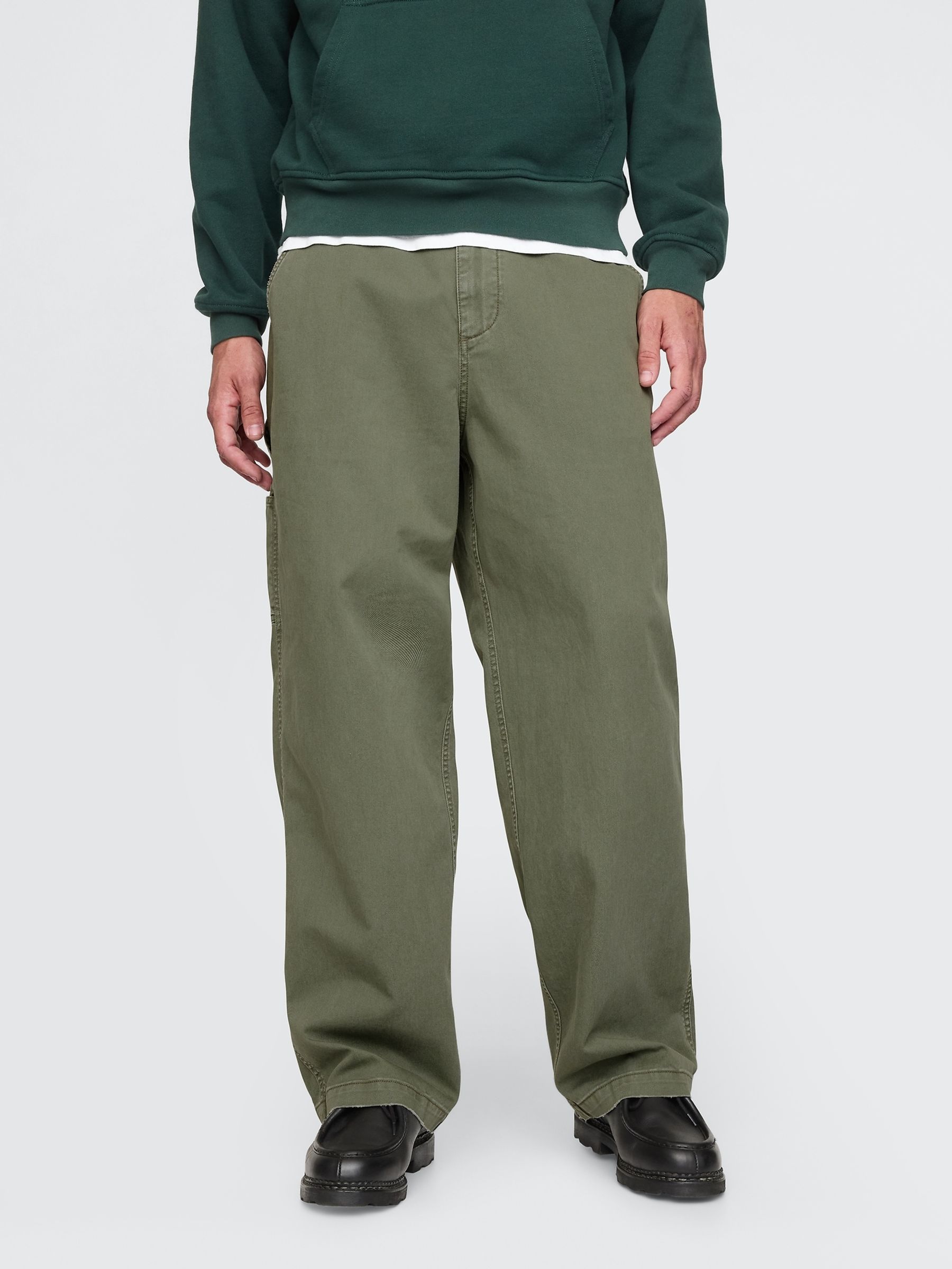 Green Loose Fit Cotton Twill Utility Chinos - Image 2 of 5