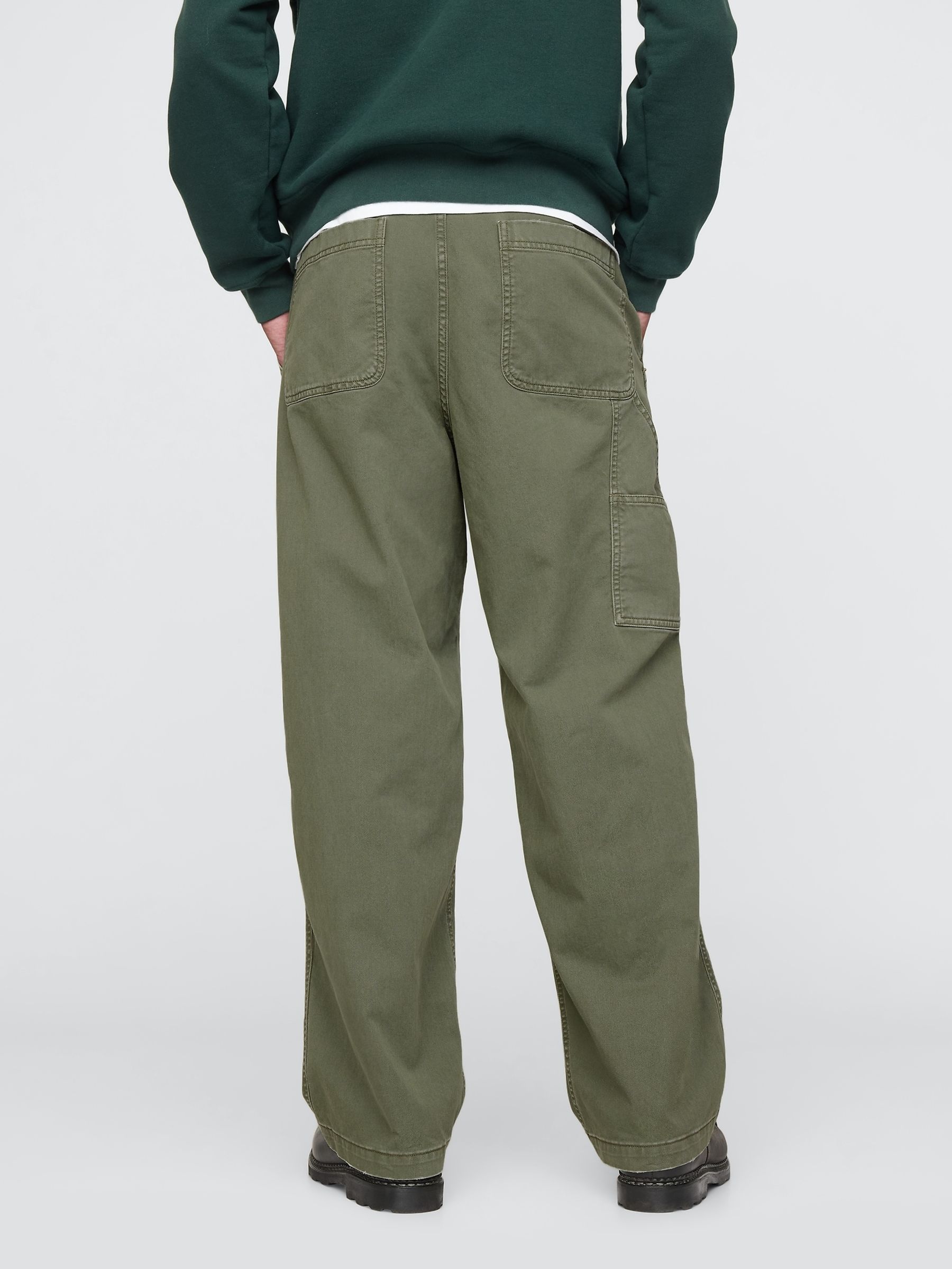 Green Loose Fit Cotton Twill Utility Chinos - Image 3 of 5