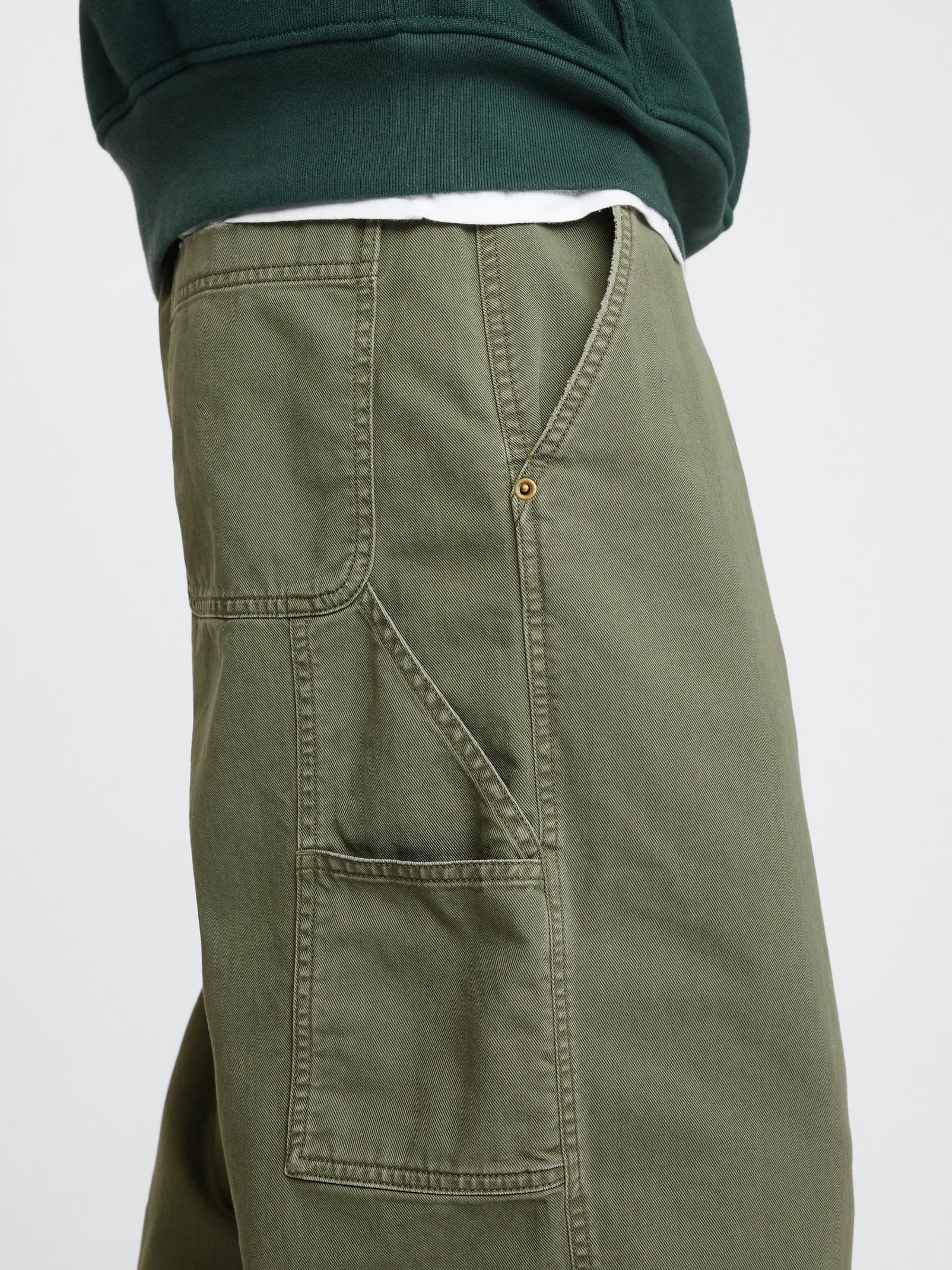 Green Loose Fit Cotton Twill Utility Chinos - Image 5 of 5