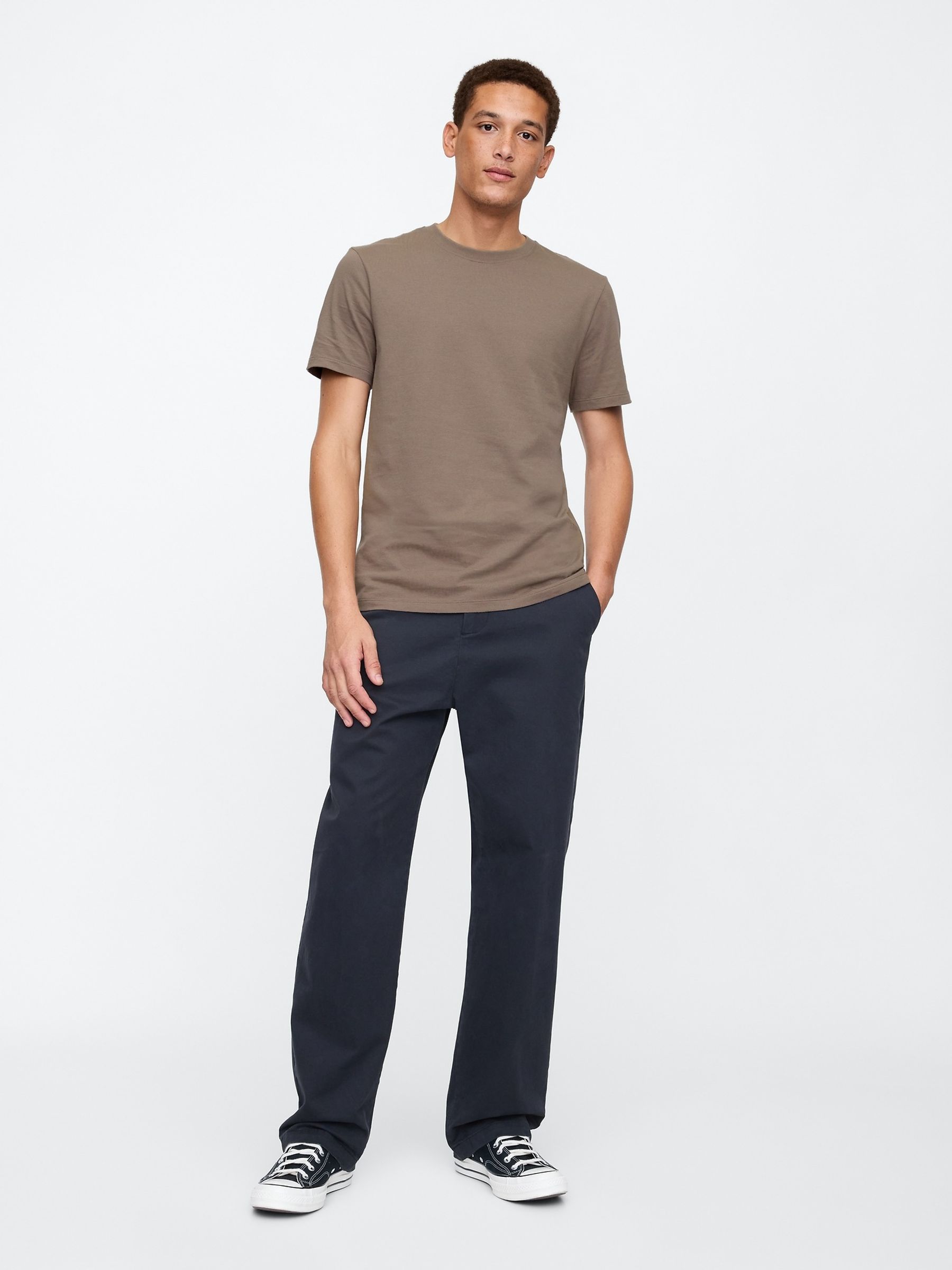 Light Brown Everyday 100% Cotton Crew Neck T-Shirt - Image 3 of 5