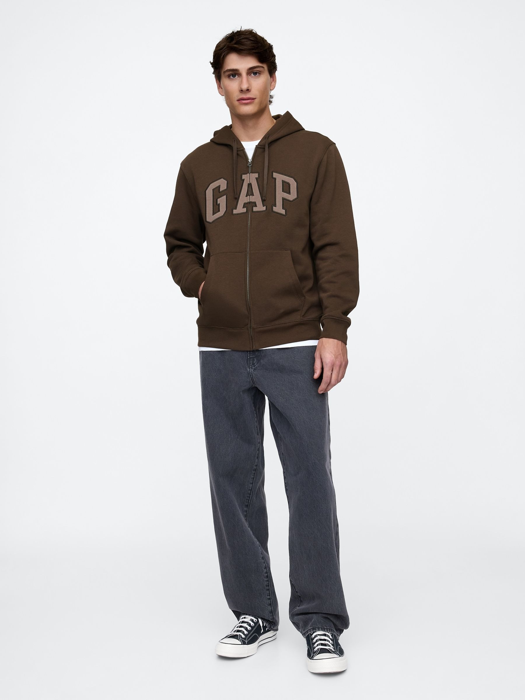 Brown Relaxed Logo Zip Up Hoodie - Image 3 of 4