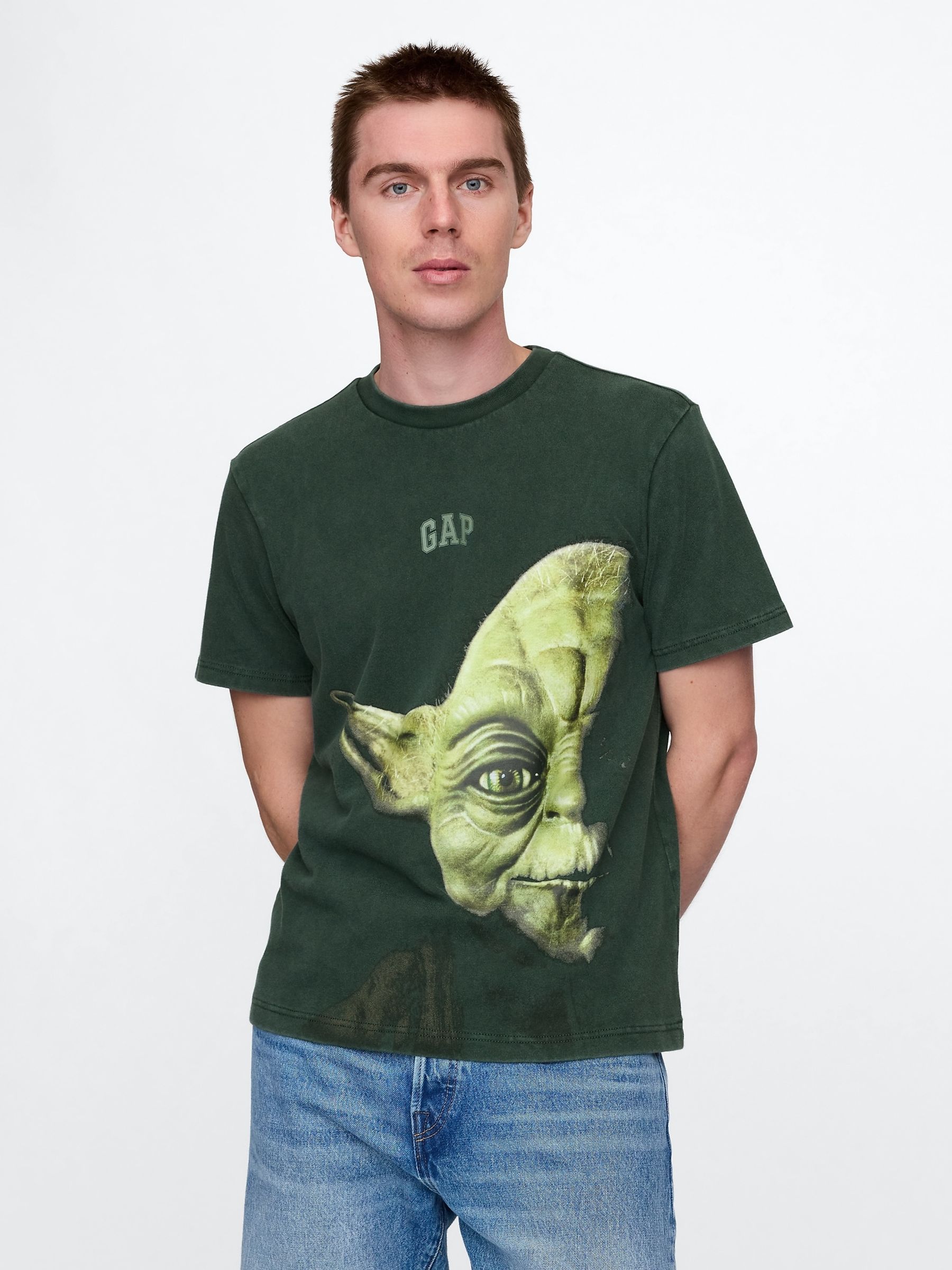 Green Yoda Star Wars Cotton Crew Neck T-Shirt - Image 1 of 6