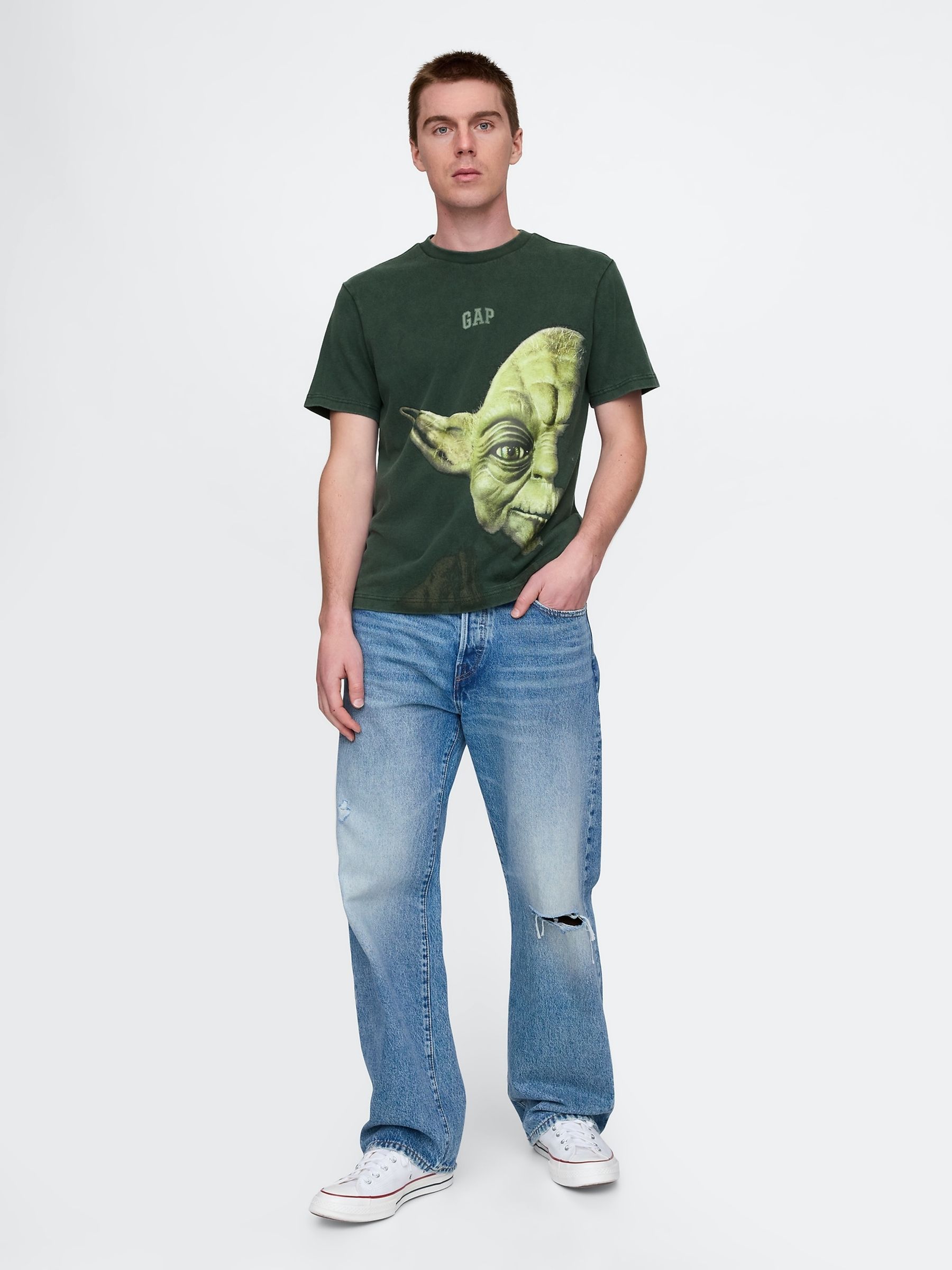 Green Yoda Star Wars Cotton Crew Neck T-Shirt - Image 3 of 6