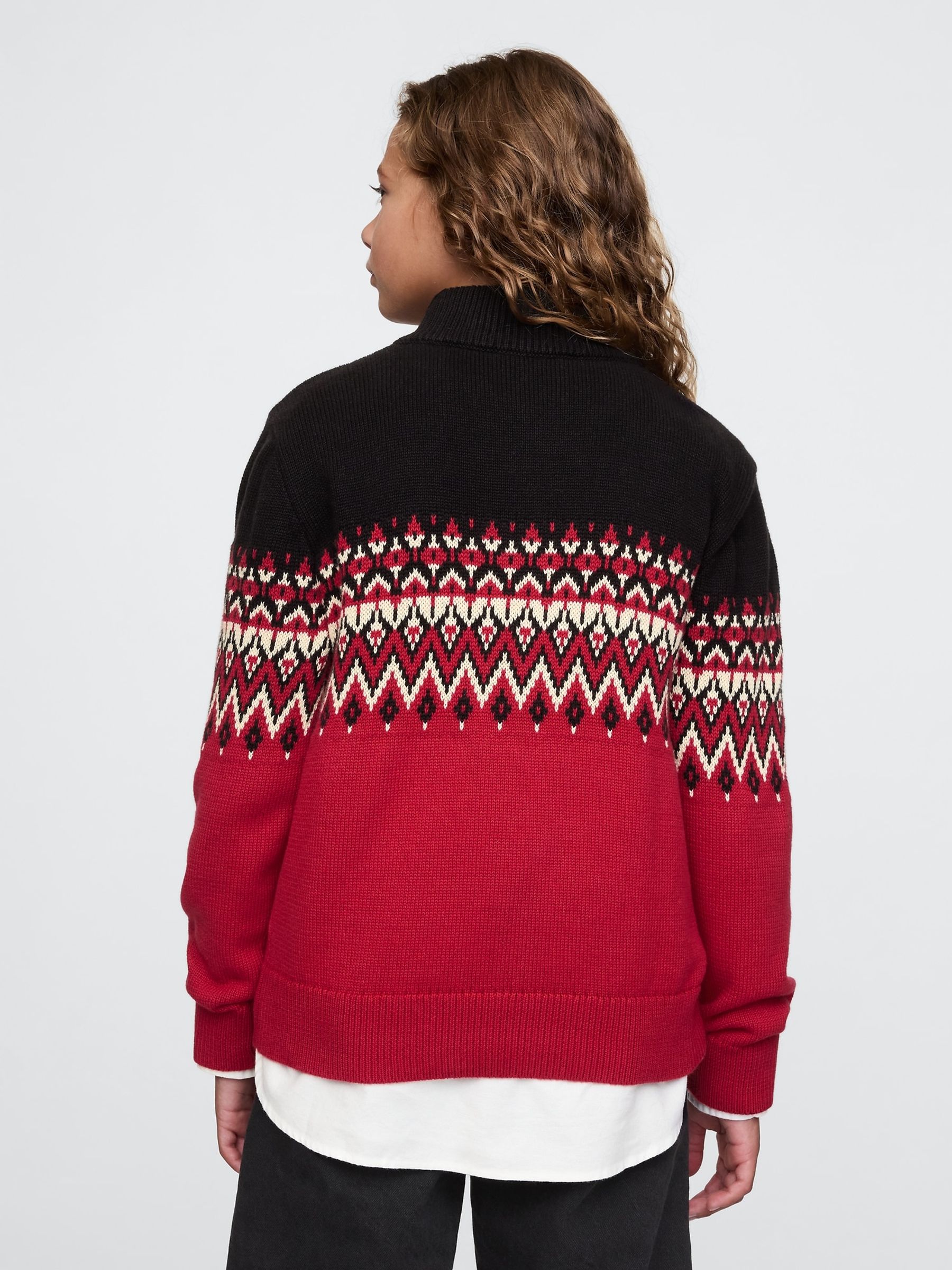 Red Fair Isle Half-Zip Pullover Jumper (4-13yrs) - Image 2 of 5