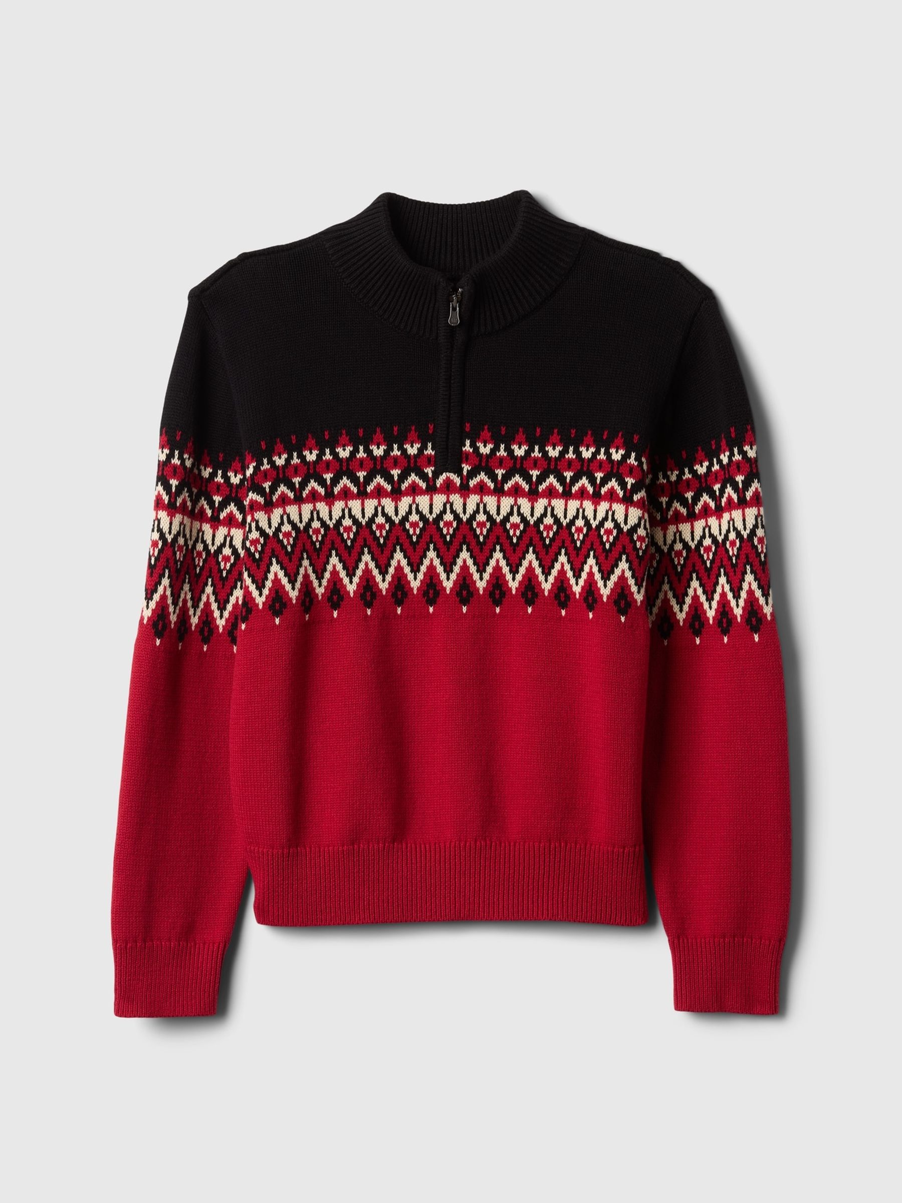Red Fair Isle Half-Zip Pullover Jumper (4-13yrs) - Image 4 of 5